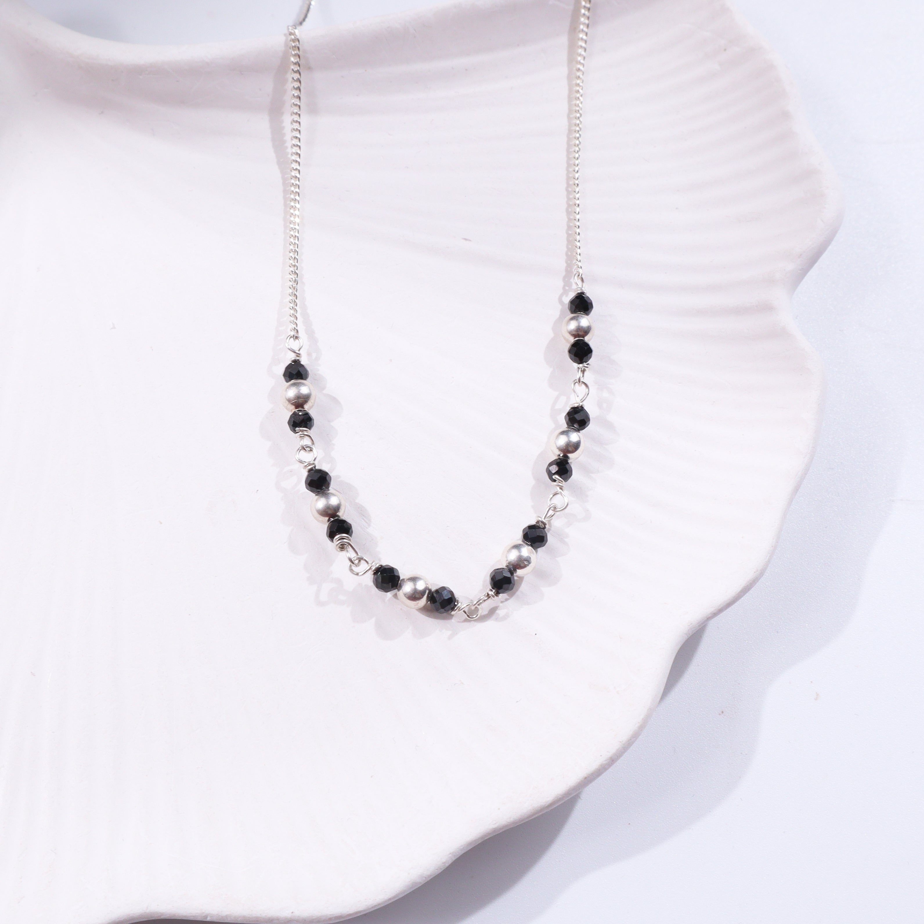 Handmade Silver Mangalsutra - Sarmanee Black Beads