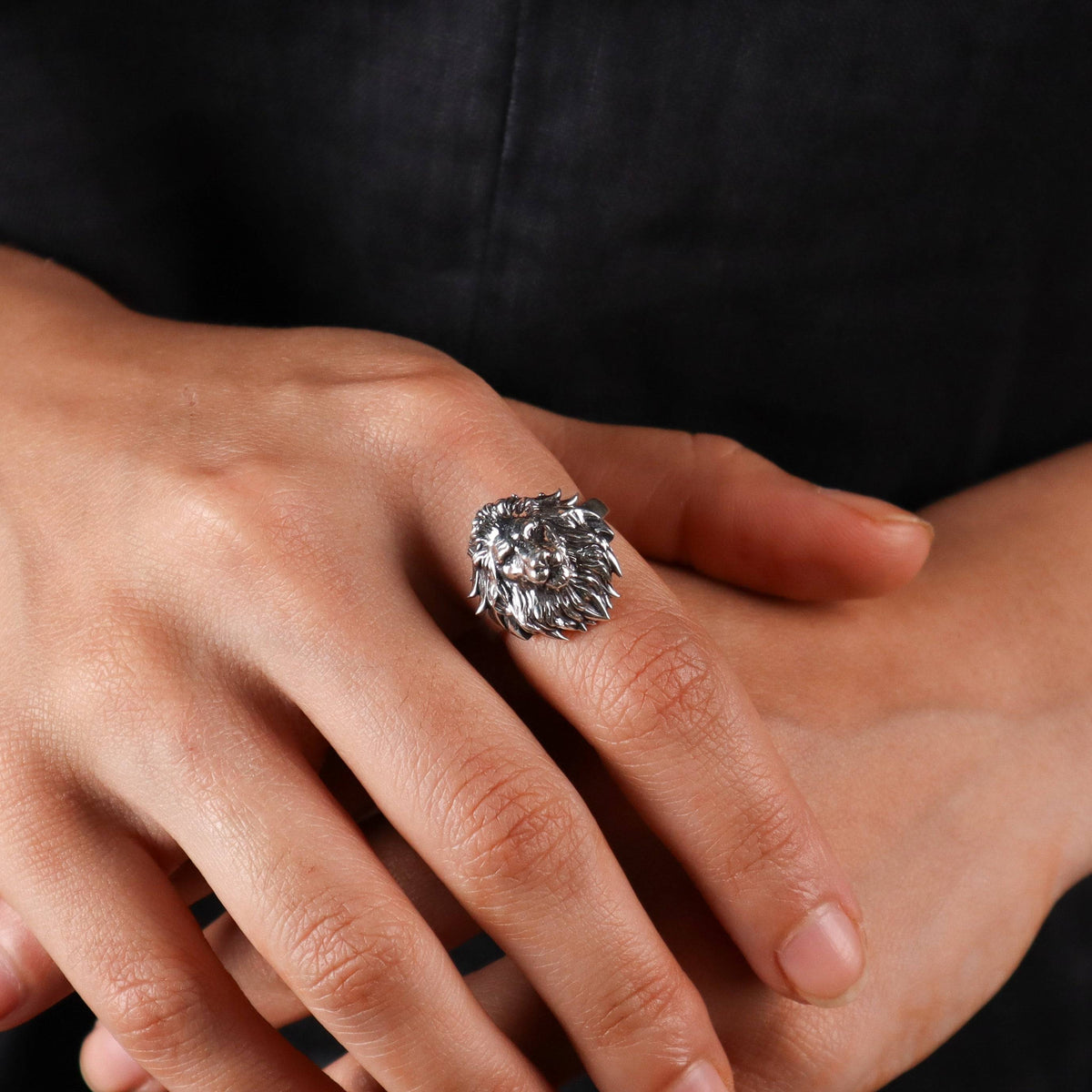 Lion face ring silver jewelry