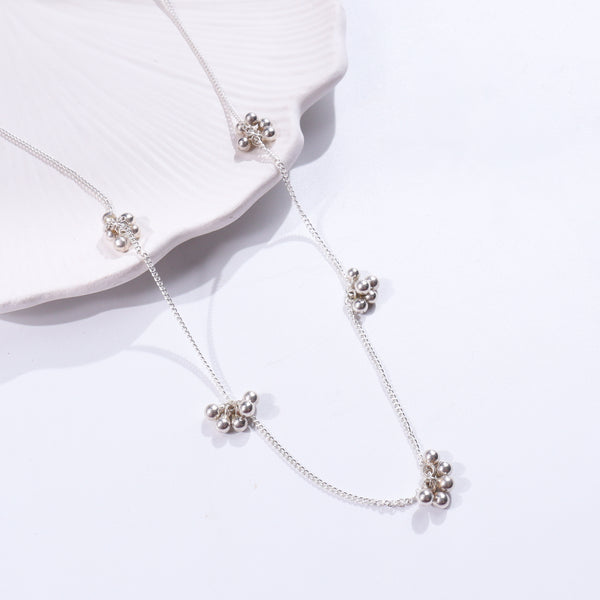 Silver small ghungroo bunch chain with shiny finish for necklaces