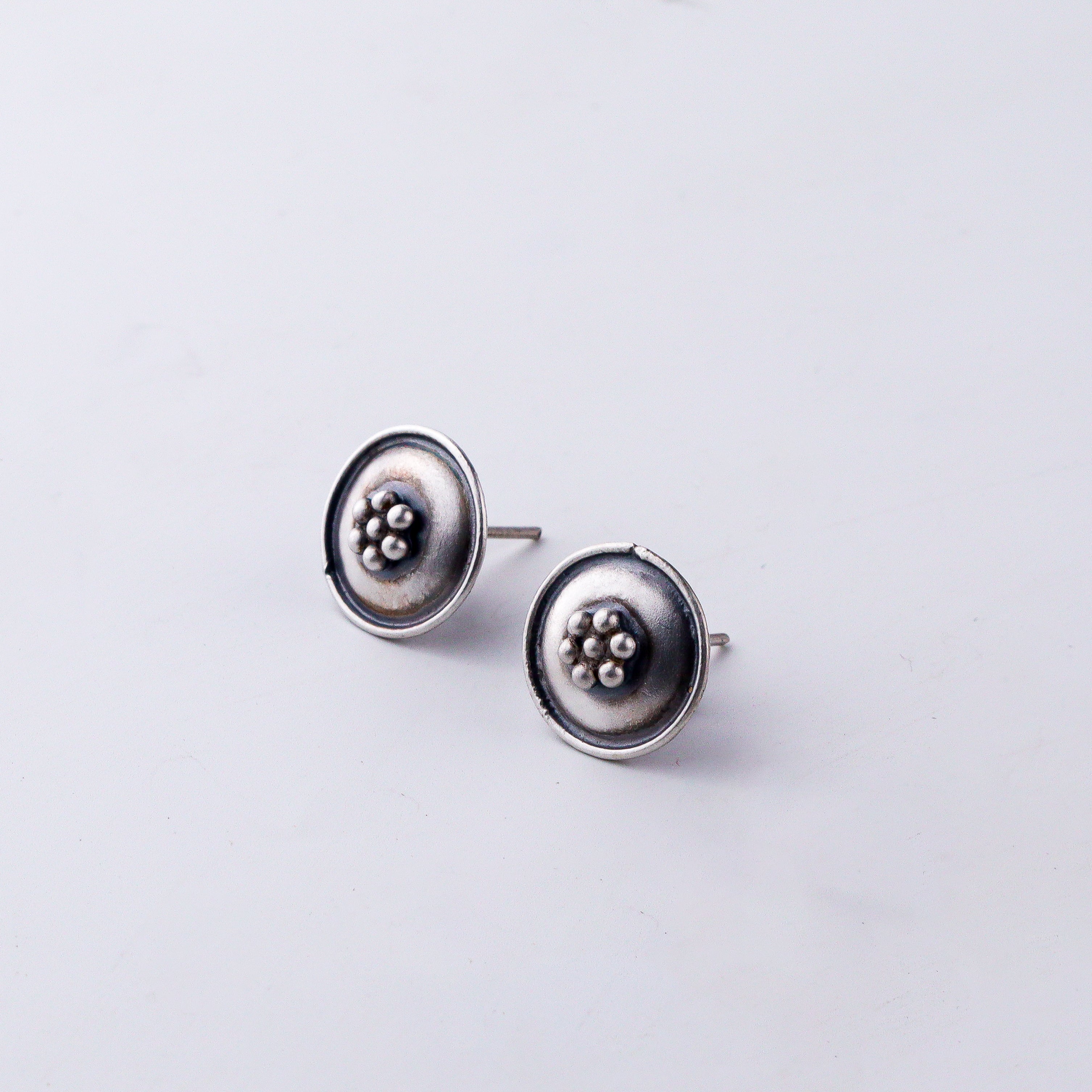 Handcrafted kudi circle silver earrings polished finish