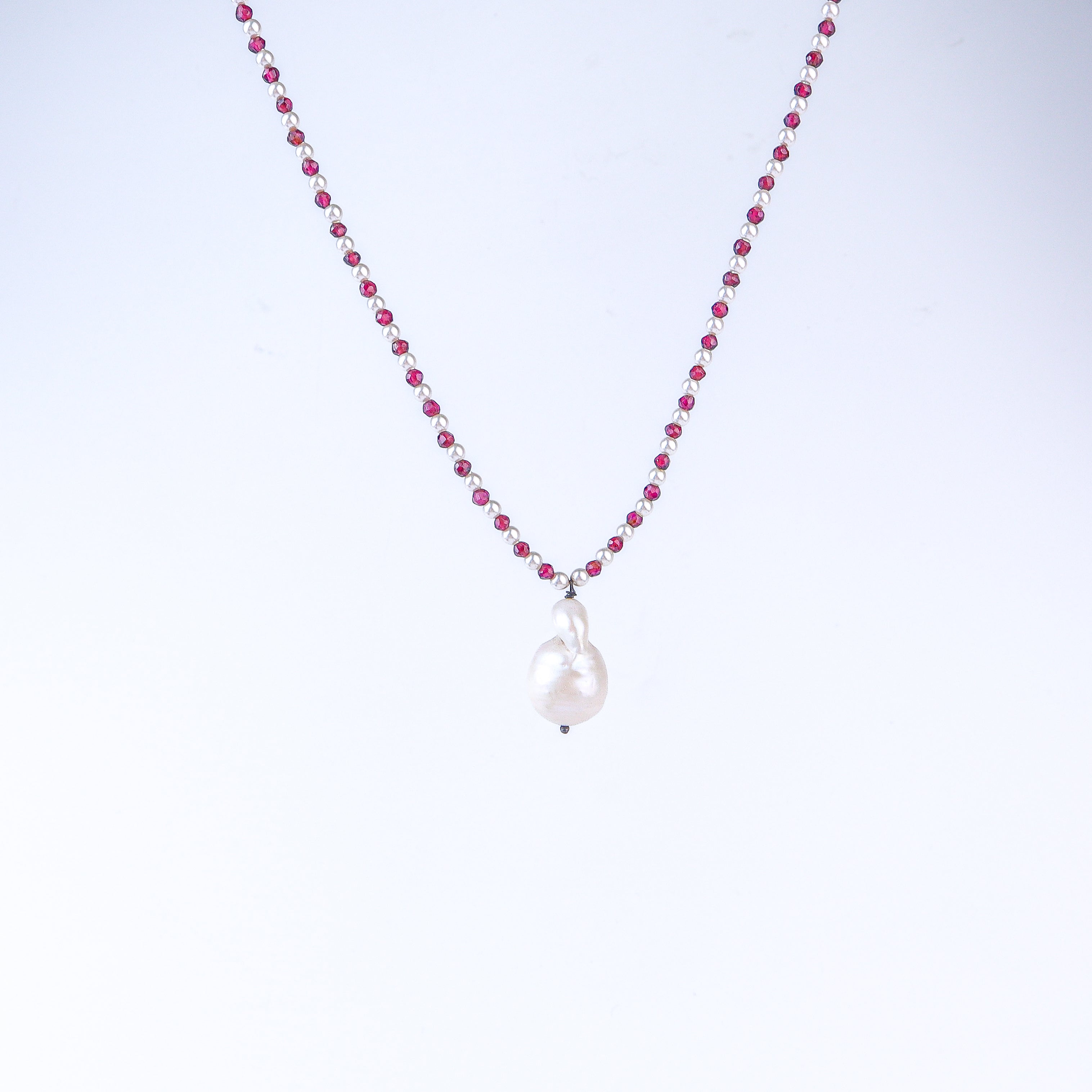 Garnet & Pearl Necklace