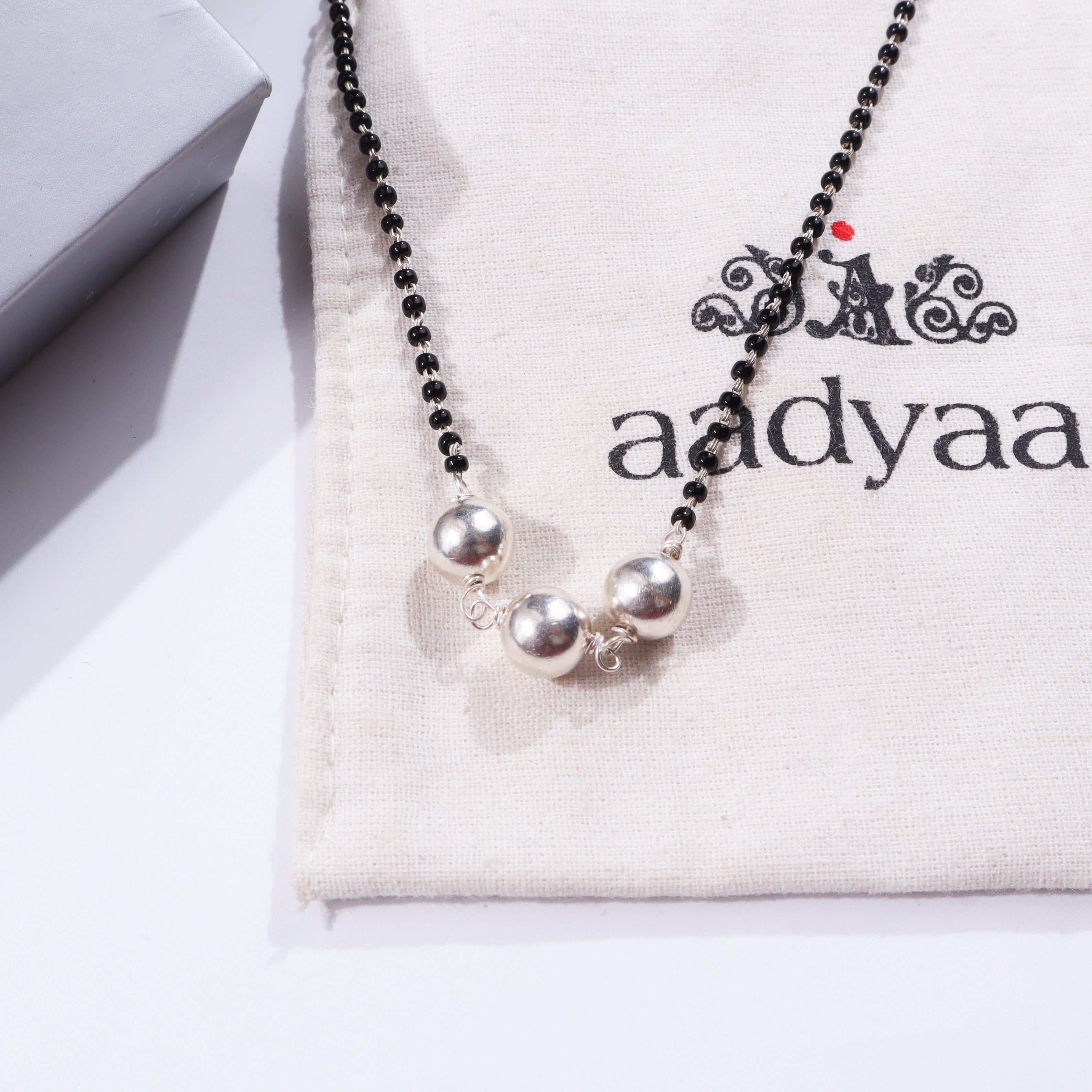 Classic Sarmanee Mangalsutra Small black and silver beaded necklace for jewelry