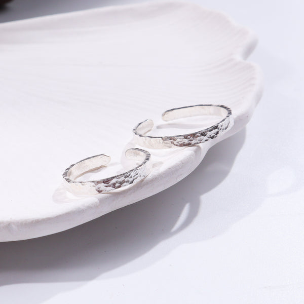 Hammered silver couple rings in jewelry collection
