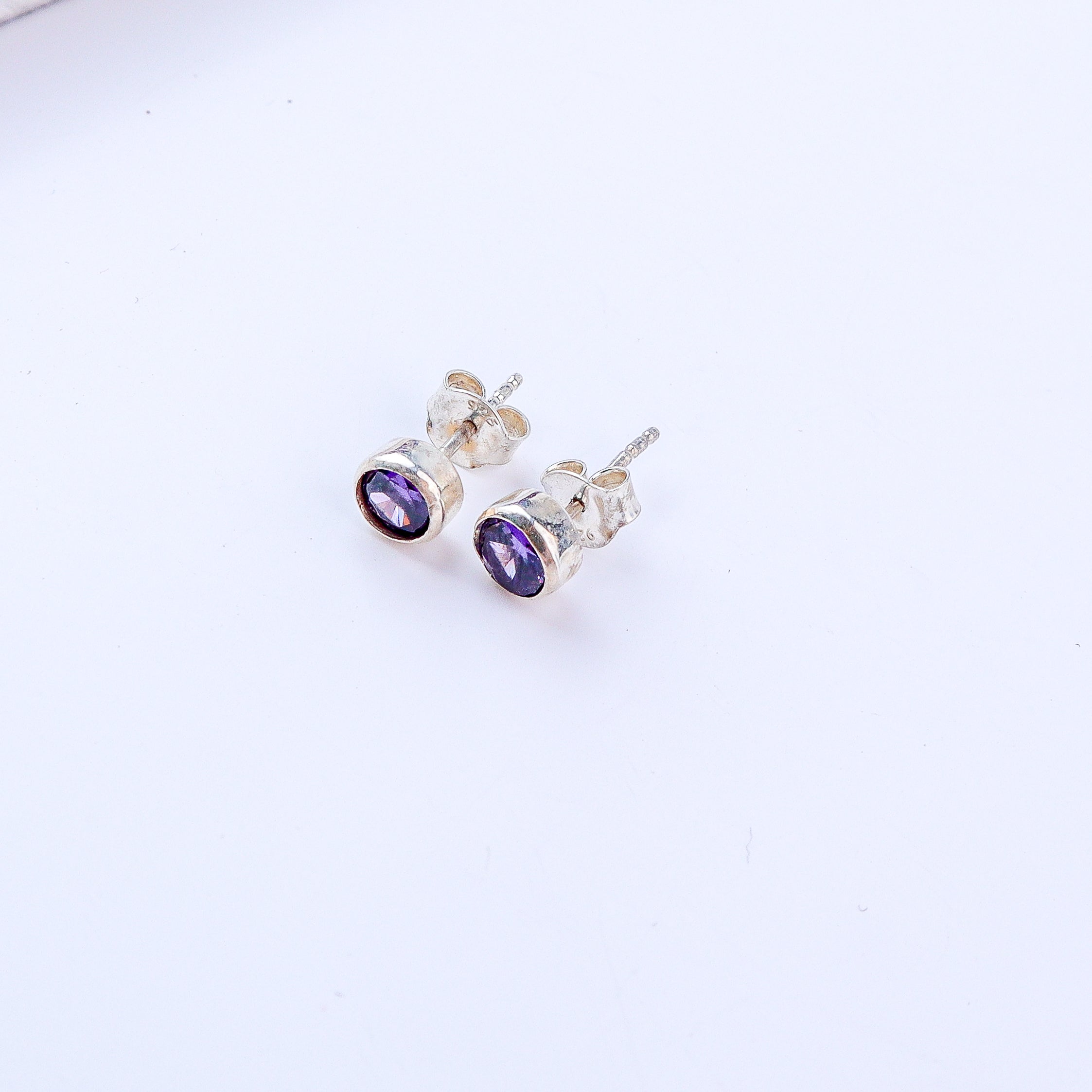 Purple CZ Stone Studs