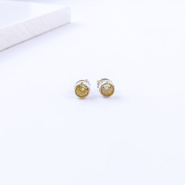Pale Yellow CZ Stone Studs