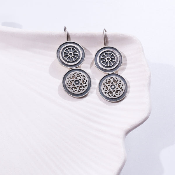 Silver floral earrings