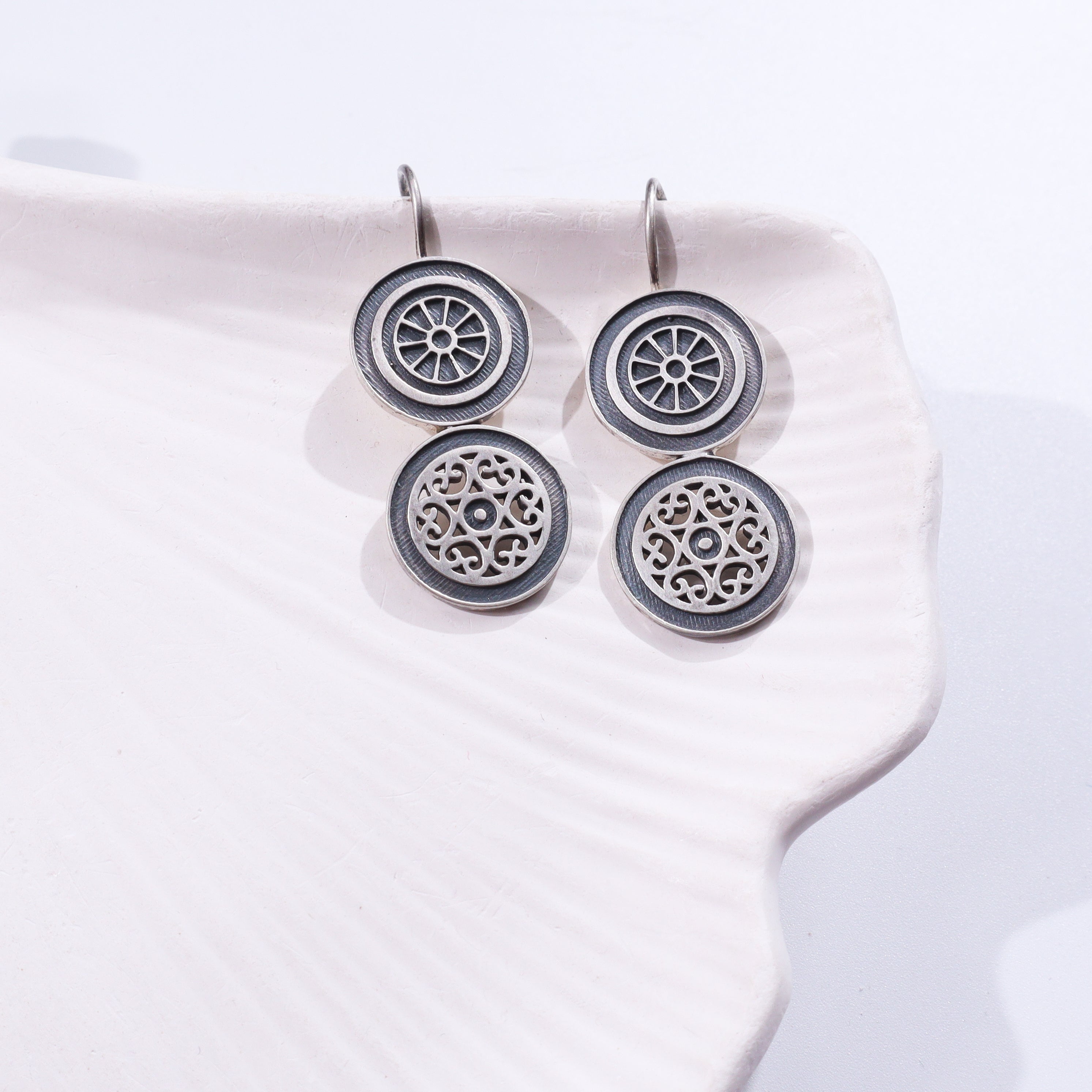Silver floral earrings