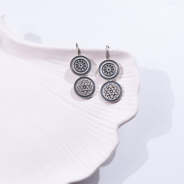 Silver floral earrings