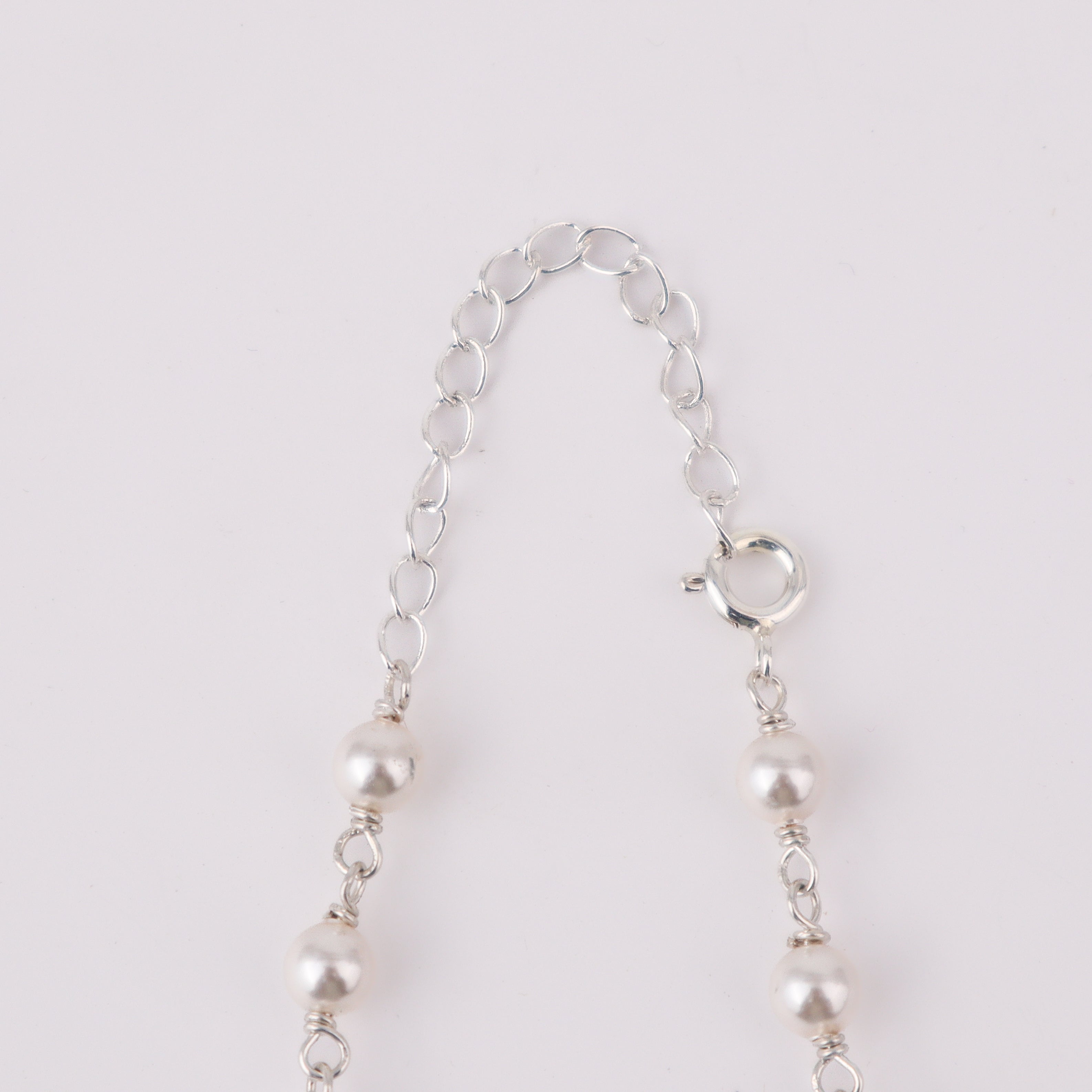 Silver Pearl Ganthan Necklace with Black Spinel and Crystal