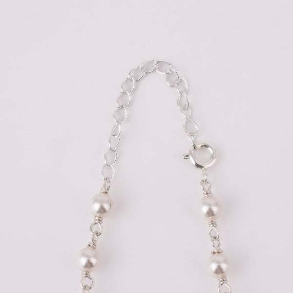 Silver Pearl Ganthan Necklace with Black Spinel