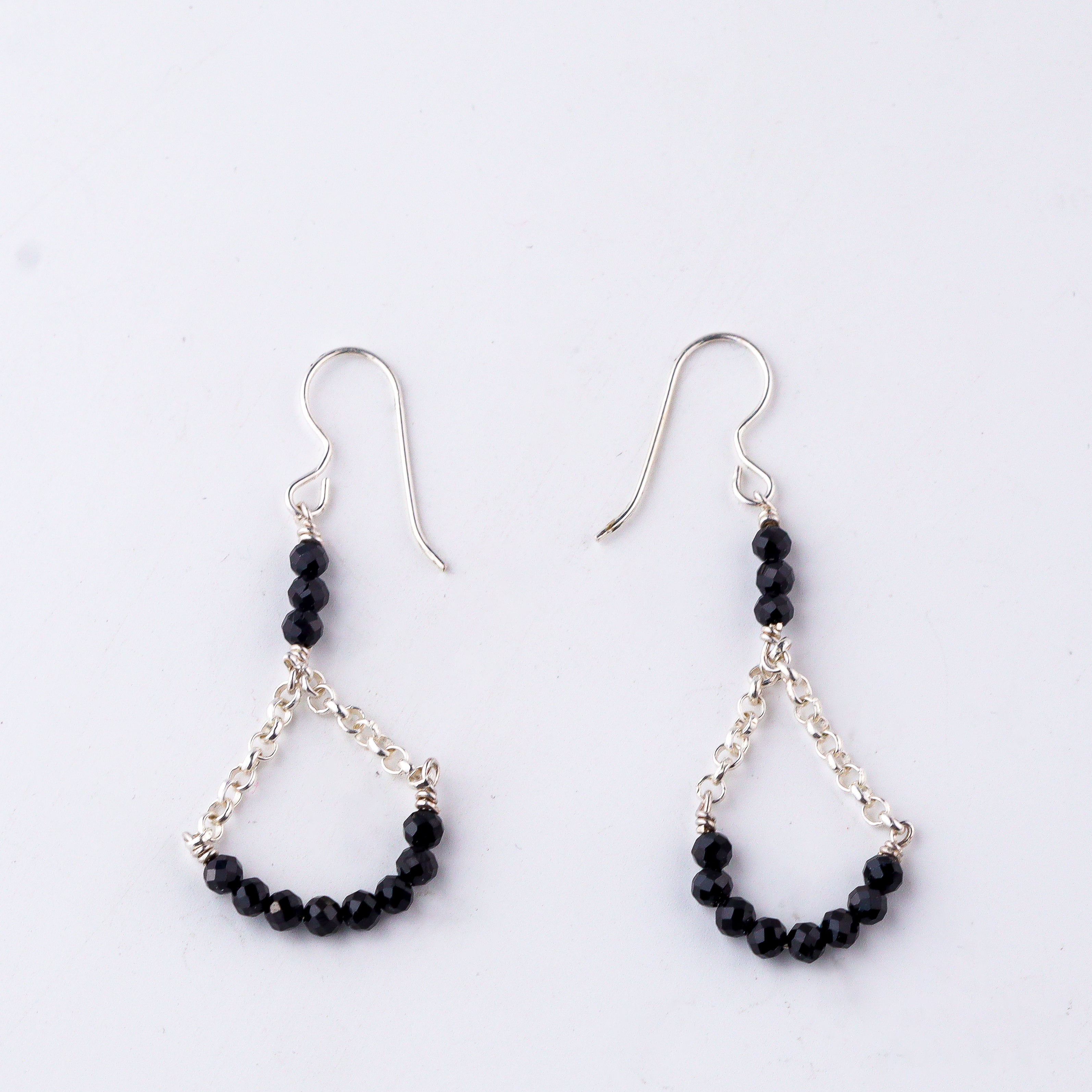 Silver earrings with black spinel in 92.5 sterling silver