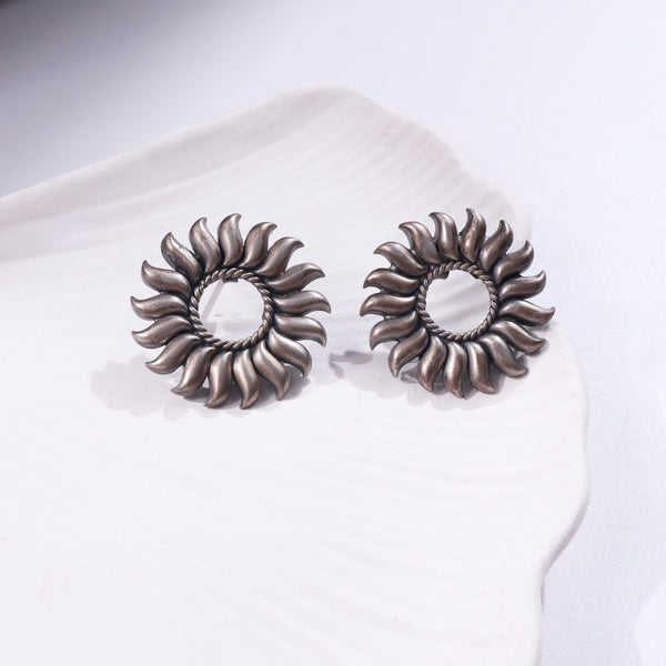Sun-inspired sterling silver earrings