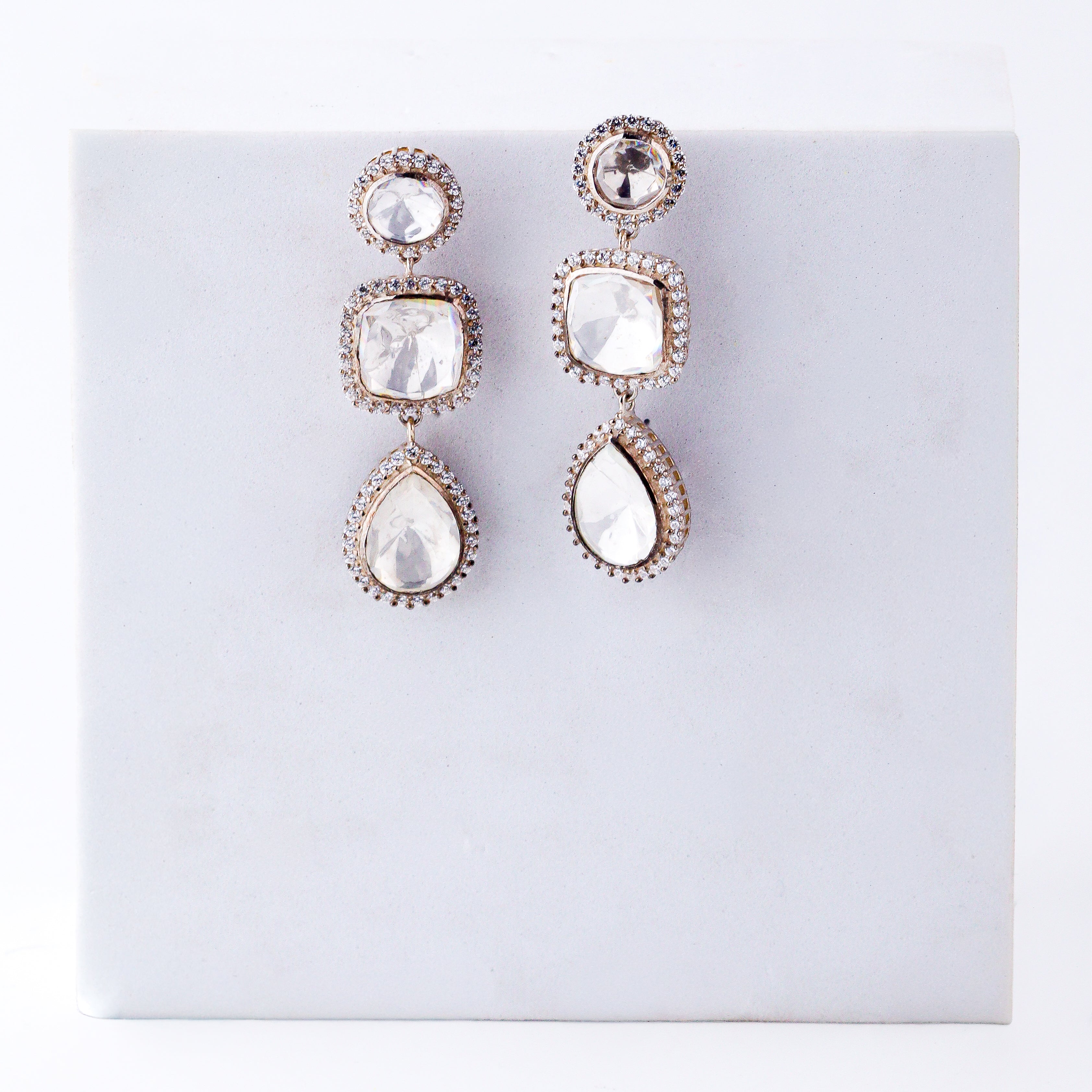 wear Statement Polki Silver Earrings for festive look