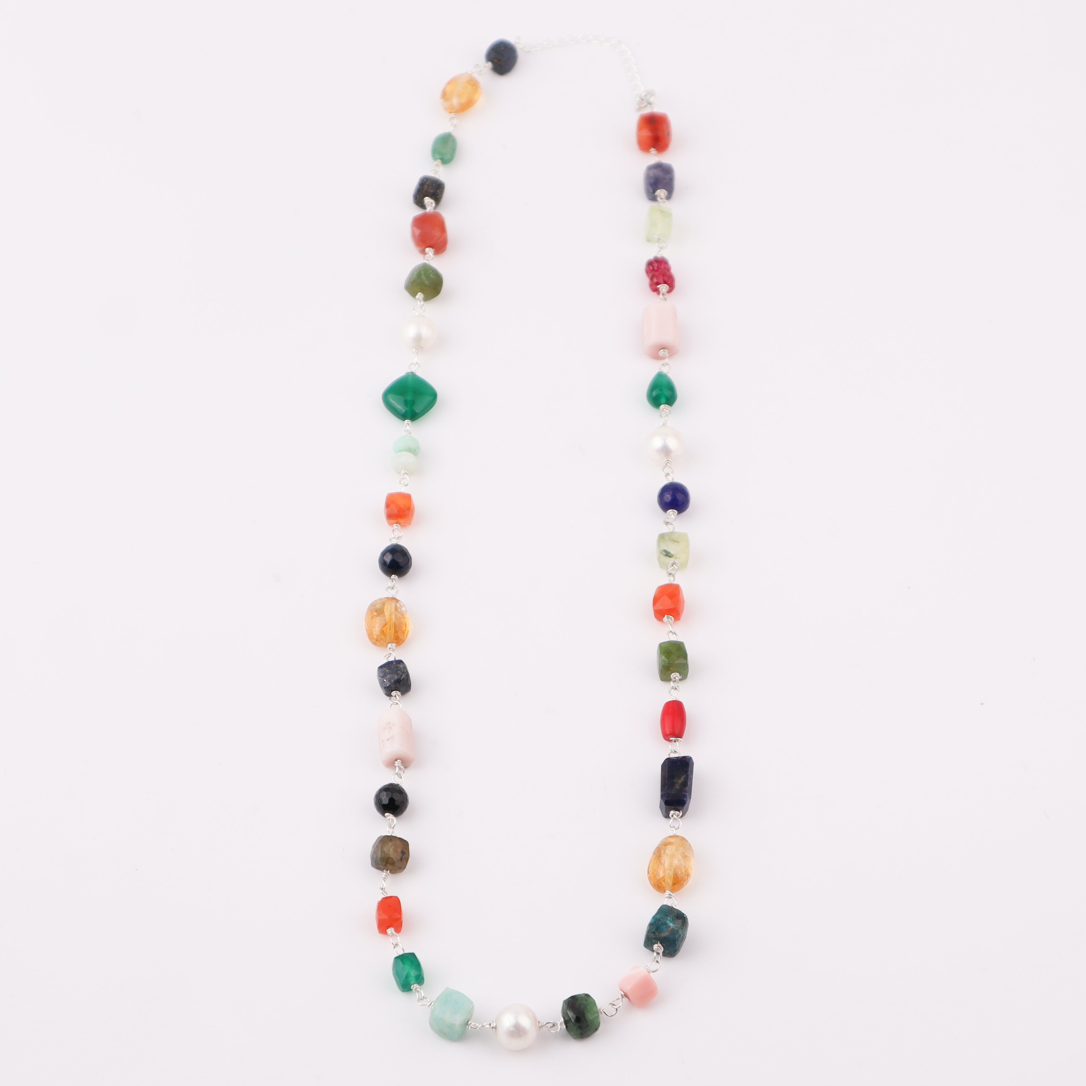 Silver Multicolor Ganthan Necklace (26 inch)