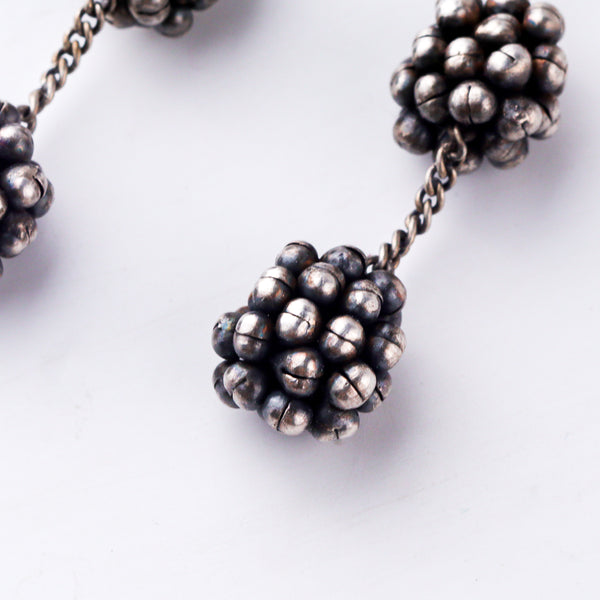 Double ghungroo cluster silver earrings traditional design