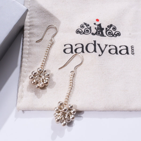 Silver earrings with ghungroo beads for traditional jewelry