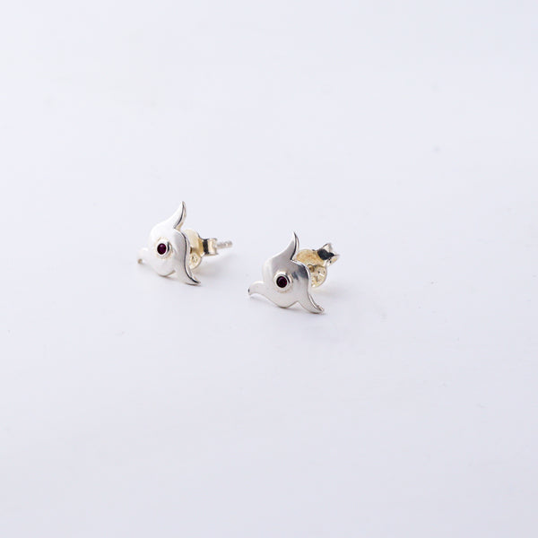 Handcrafted silver Nakshatra studs polished finish