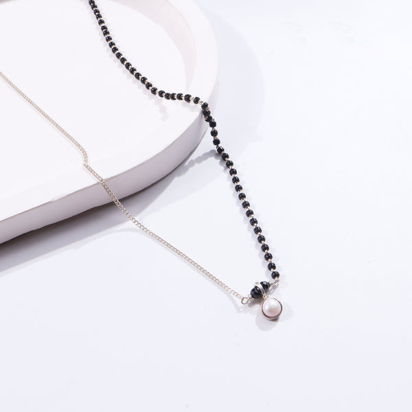 Pearl drop mangalsutra with silver chain