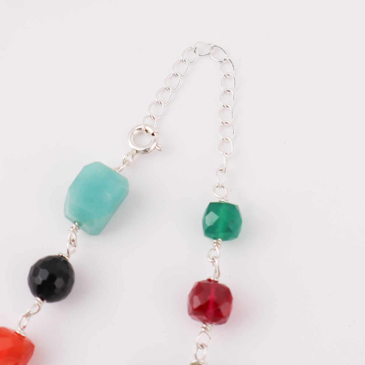 Silver Ganthan Necklace - Gemstone Ensemble | 92.5 Silver 16"