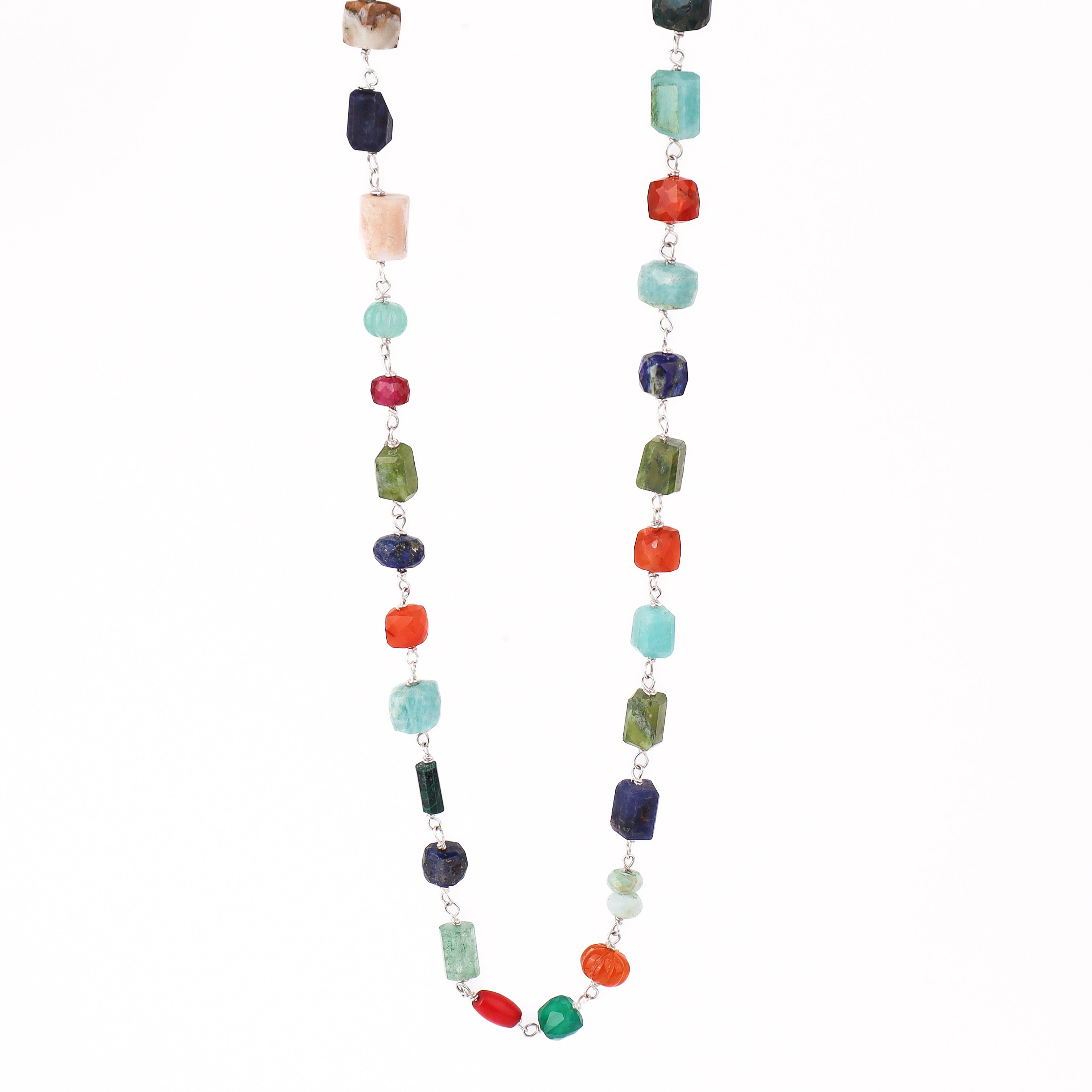 Silver Multicolor Ganthan Necklace (20 inch)