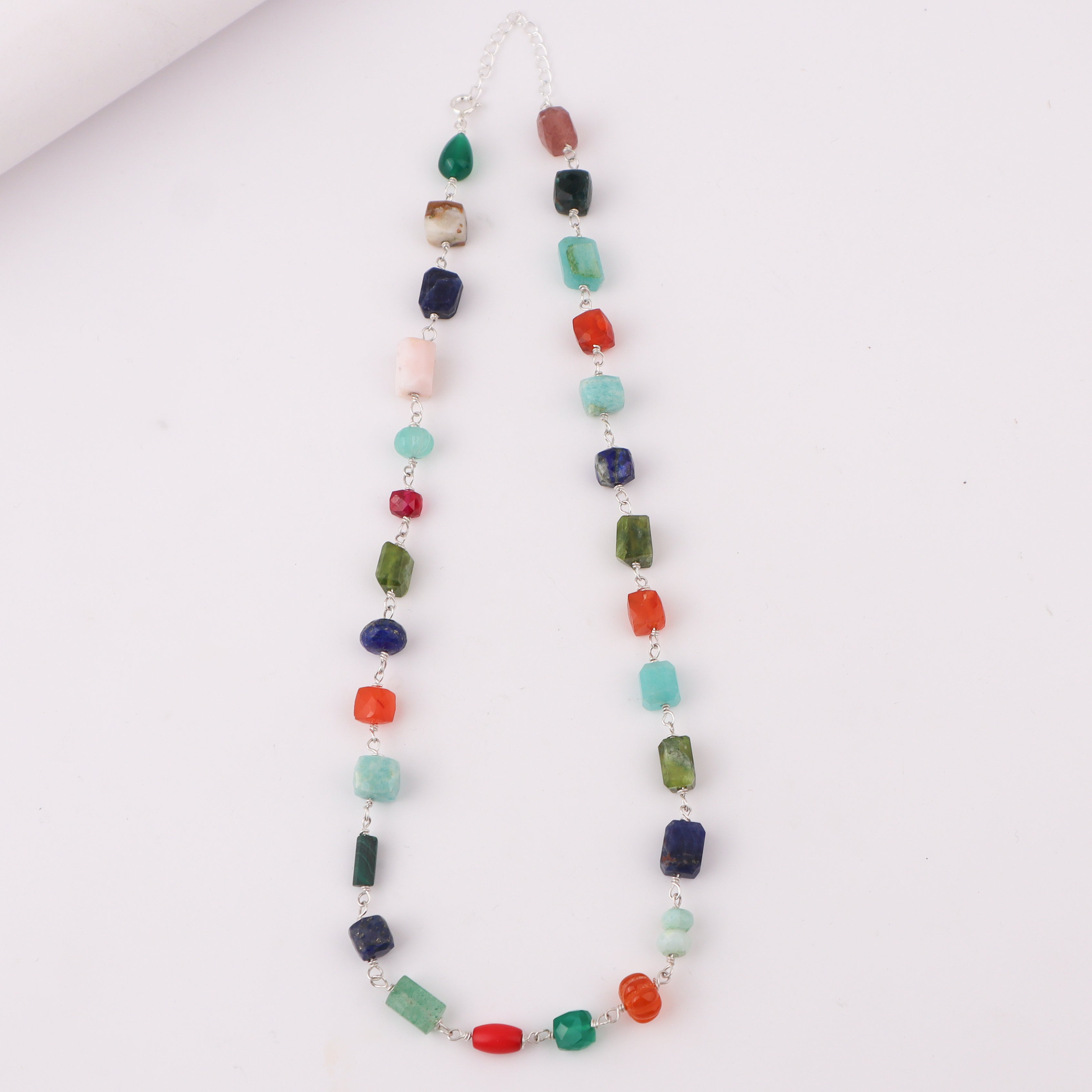 Silver Multicolor Ganthan Necklace (20 inch)