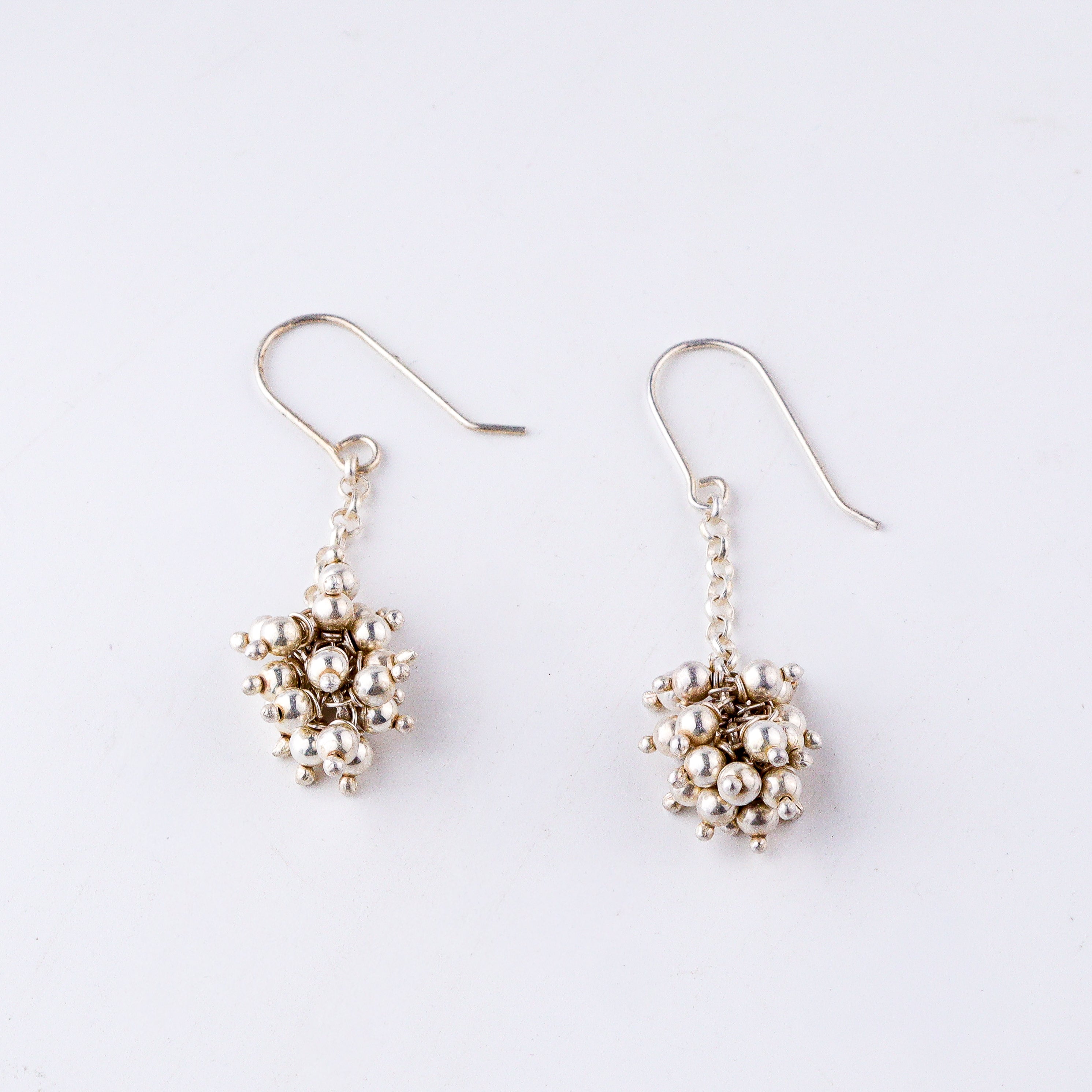 silver bead bunch earrings for celebrations