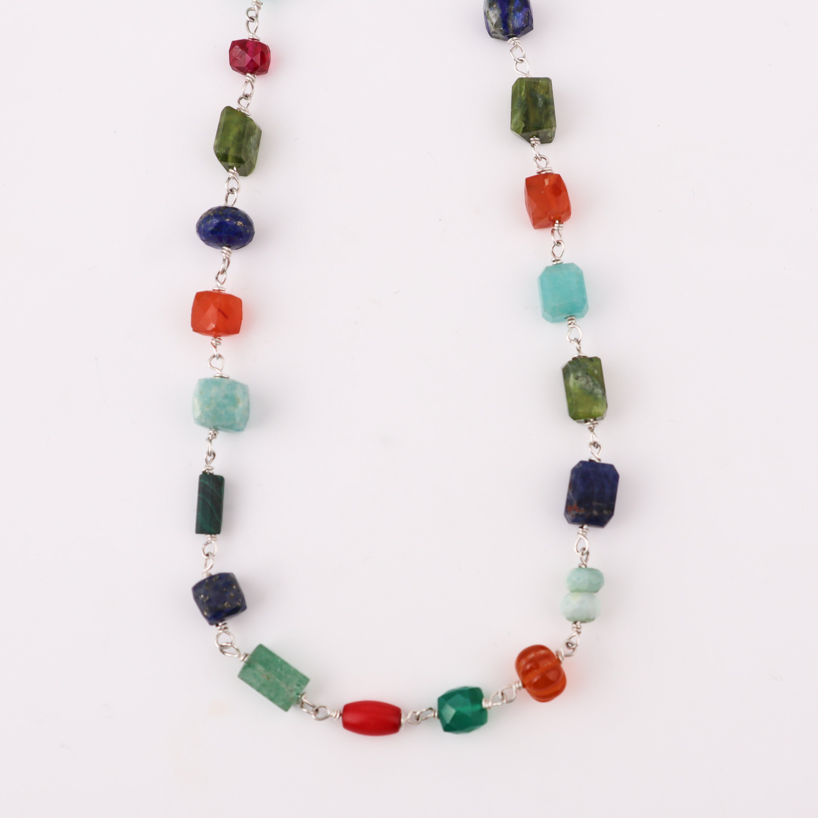 Silver Multicolor Ganthan Necklace (20 inch)