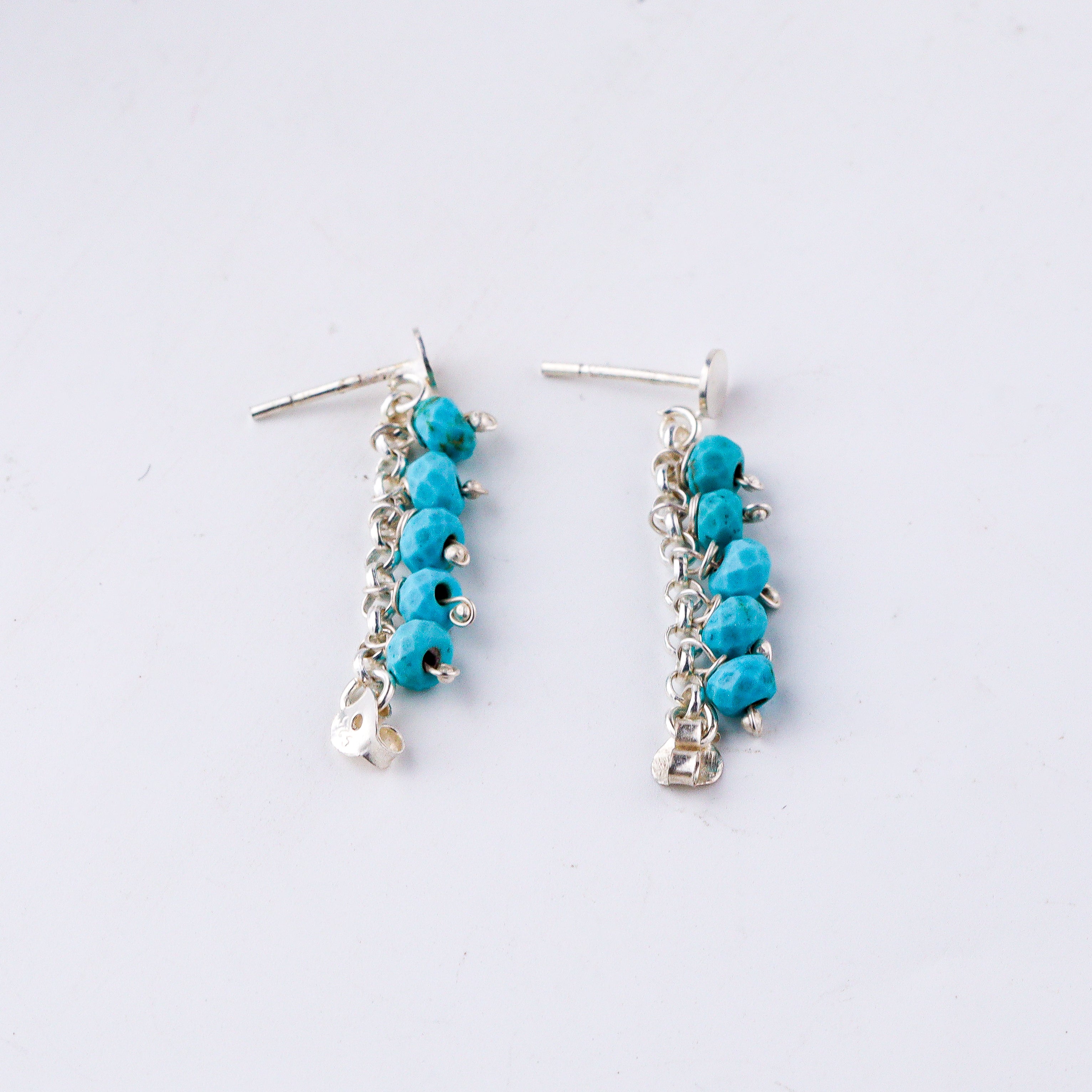 wearing Silver Turquoise Trinket Earrings everyday look