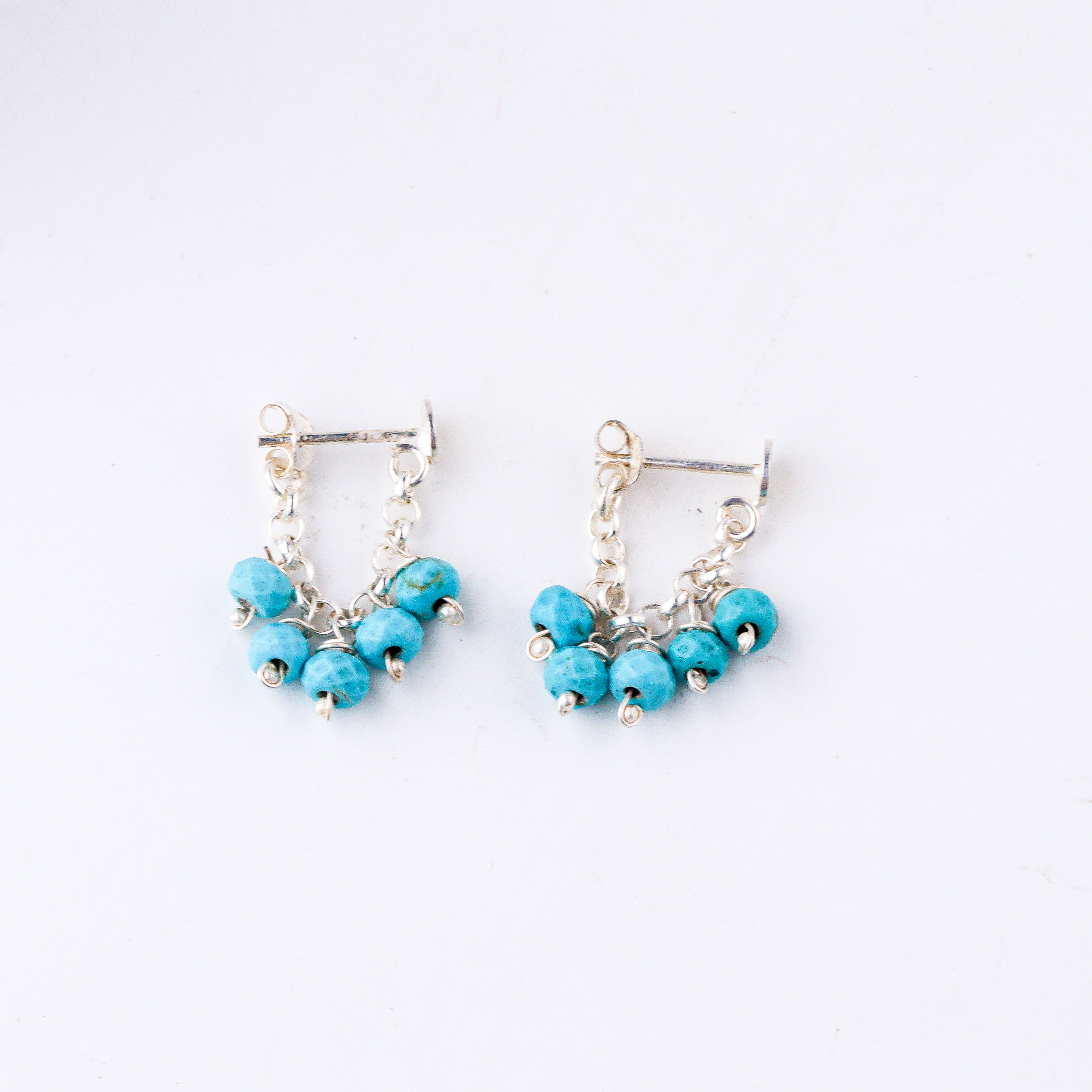 Silver turquoise trinket earrings in 92.5 sterling silver