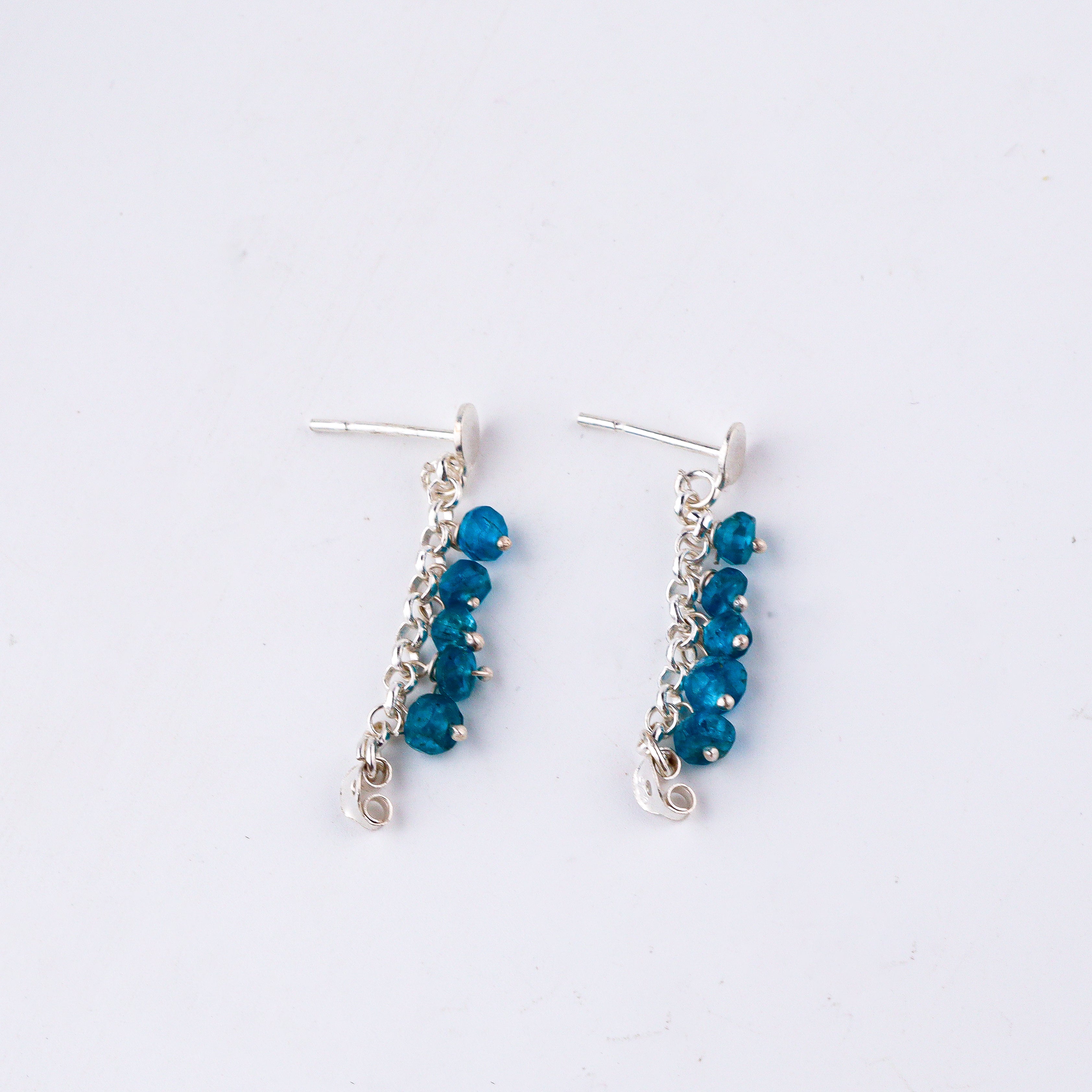 wearing Silver Blue Apatite Trinket Earrings everyday look