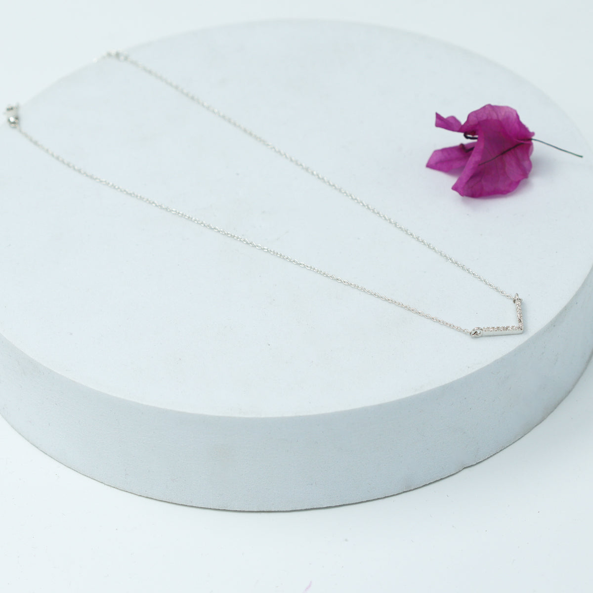 Silver CZ V-Shape Necklace