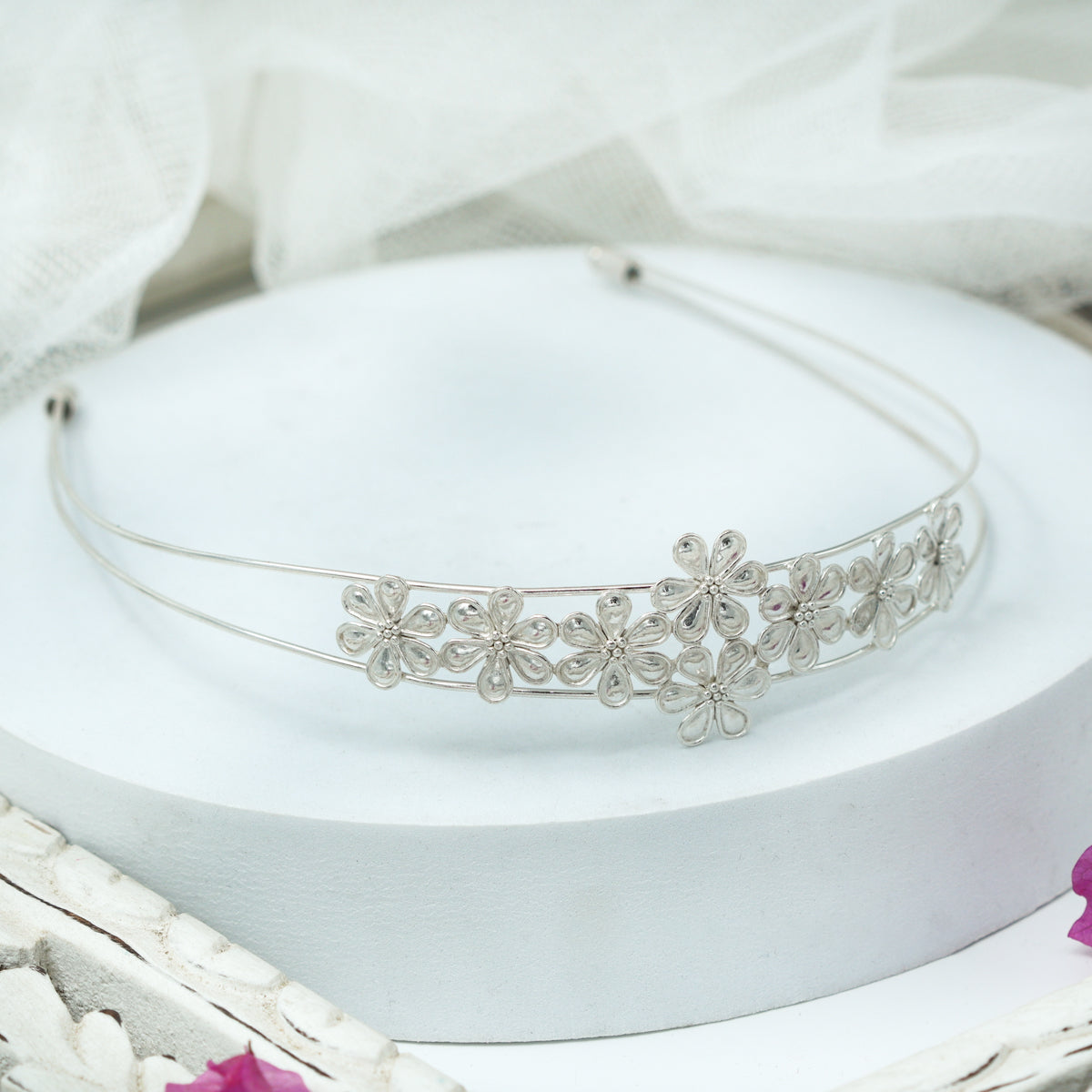 Silver Floral Filigree Hairband