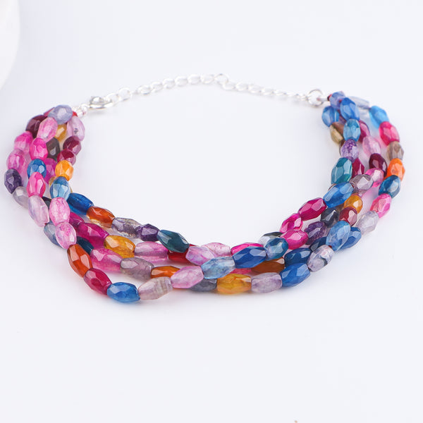 Multicolor Agate Silver Bracelet (Project Handmade)