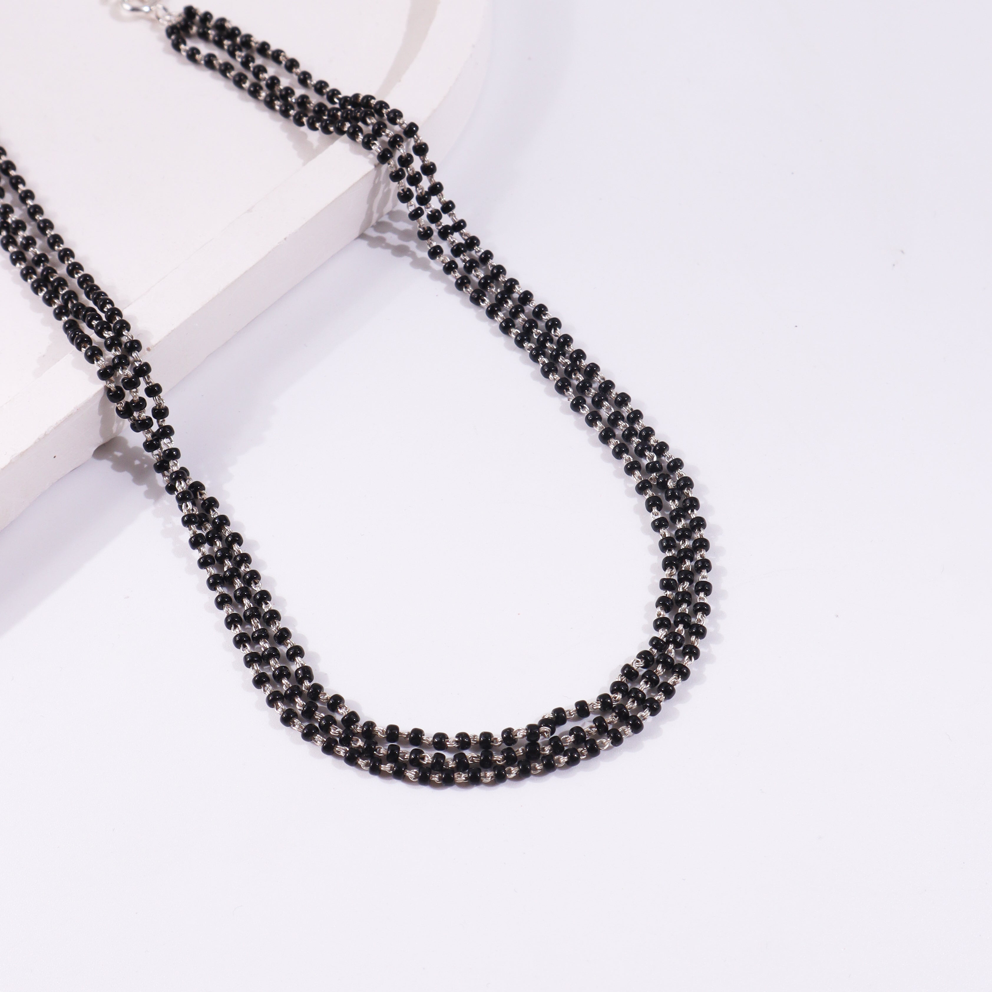 Black and silver beaded necklace for jewelry