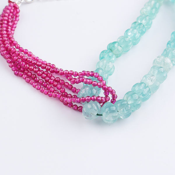 Carved Pumpkin Aqua Fluorite Silver Bracelet (Project Handmade)