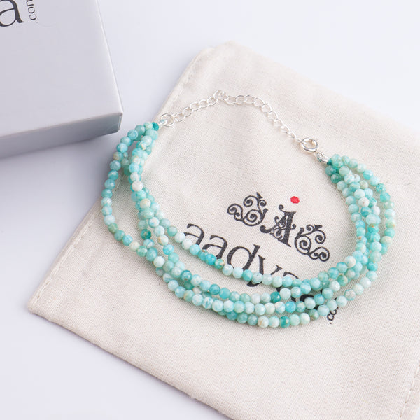 Blue Firoza Silver Bracelet (Project Handmade)
