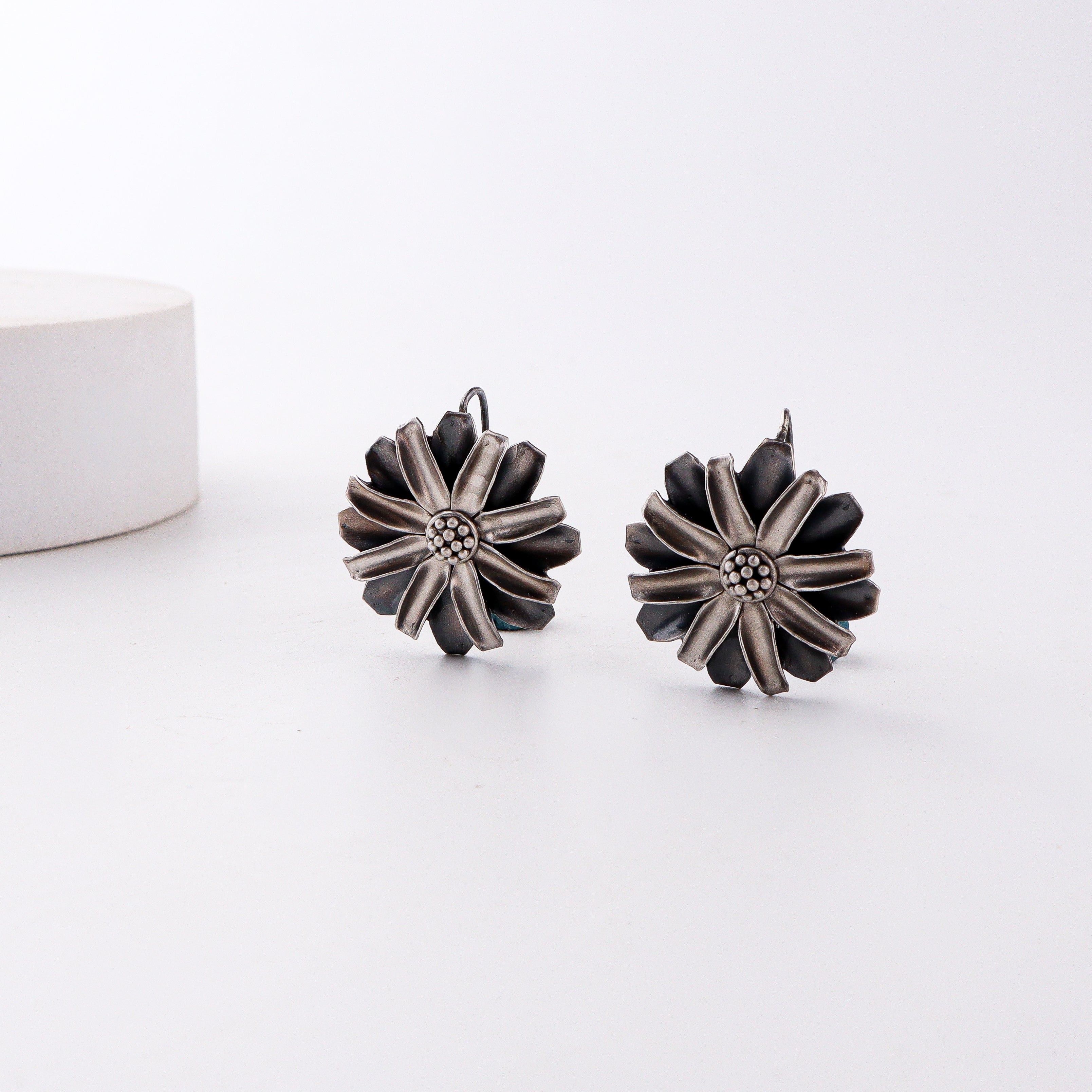 Silver Soorajmukhi (Flower Motif) Earrings