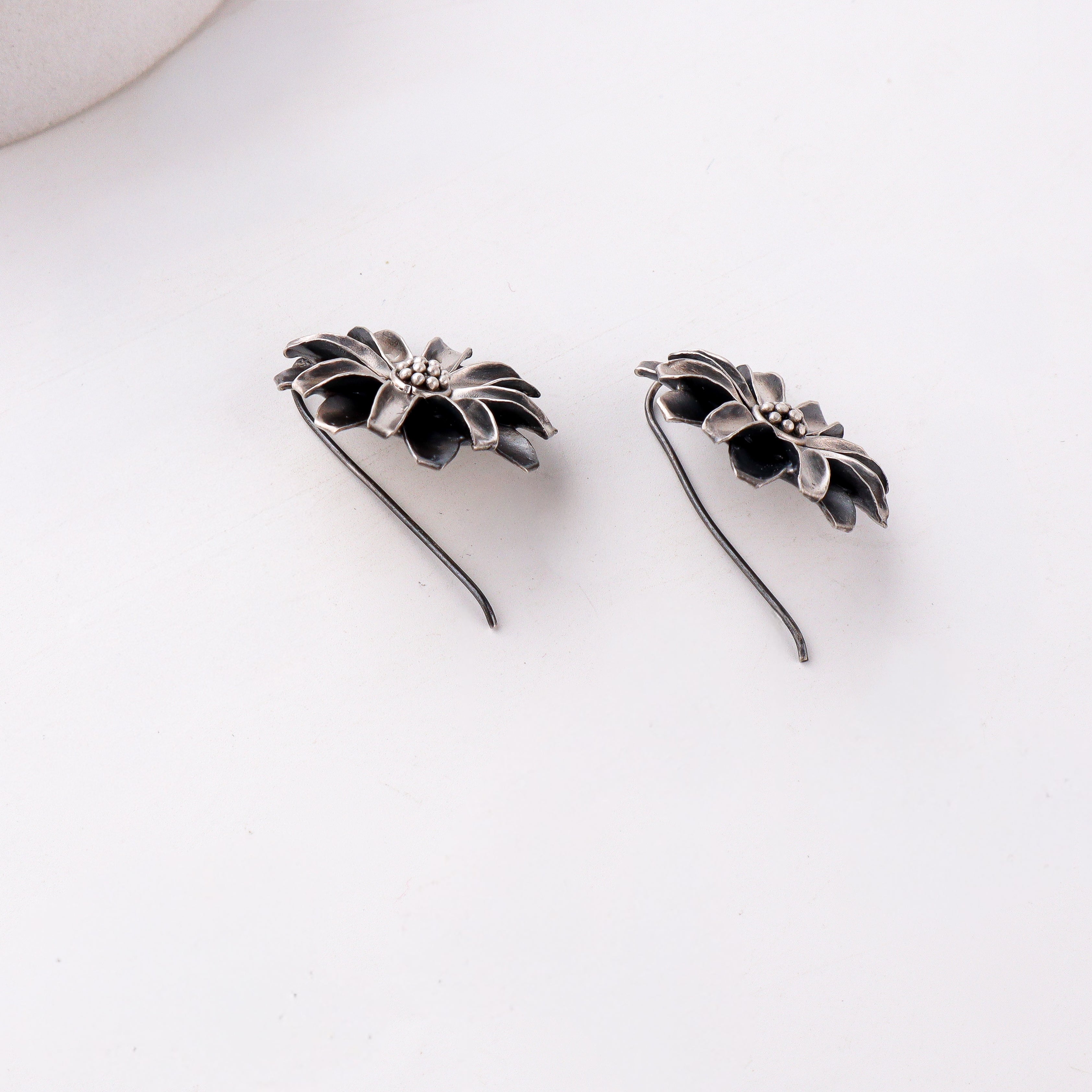 Silver Soorajmukhi (Flower Motif) Earrings