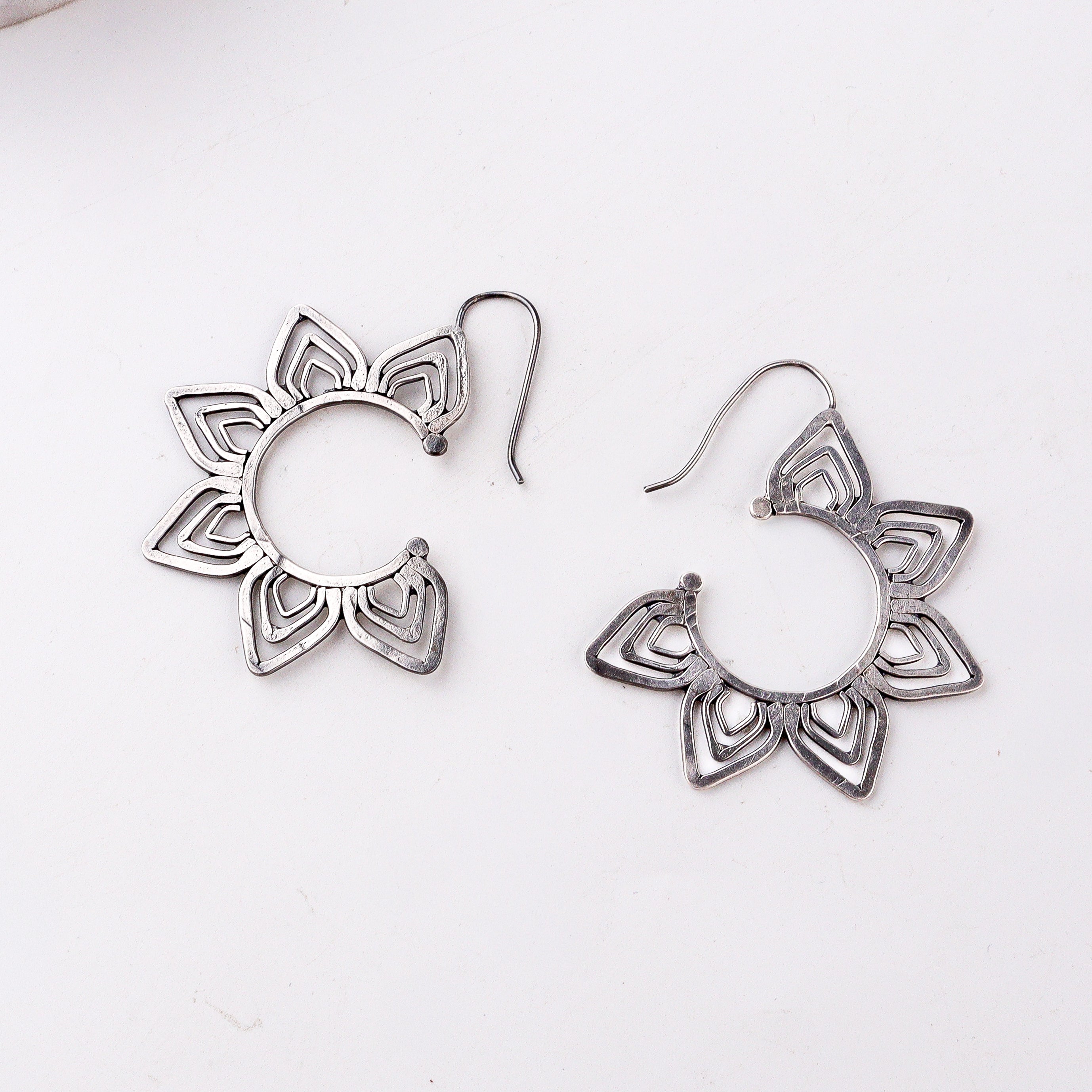 Mini Kumudini ( Lily ) Hammered Earring