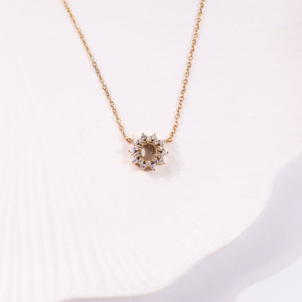 Silver CZ Sunburst Pendant Necklace| 92.5 Silver | 22K Gold Plated