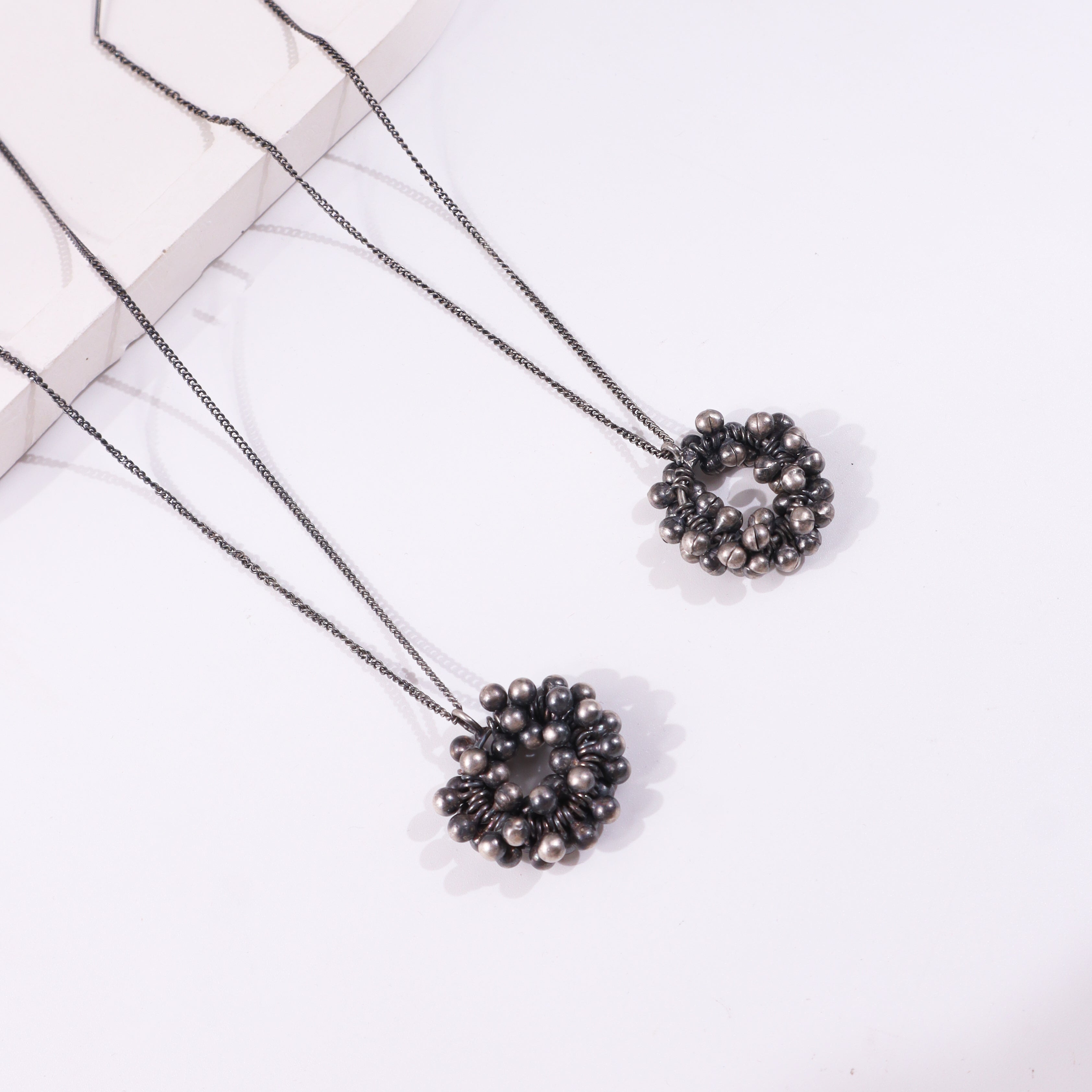 Sterling silver necklace with clustered bead pendant for jewelry