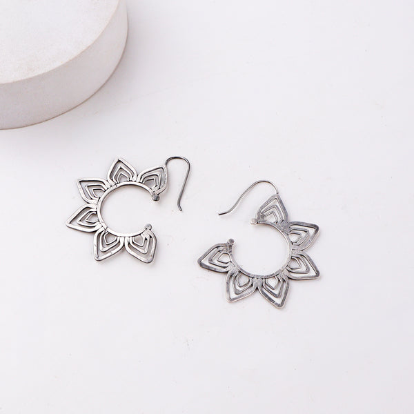 Mini Kumudini ( Lily ) Hammered Earring