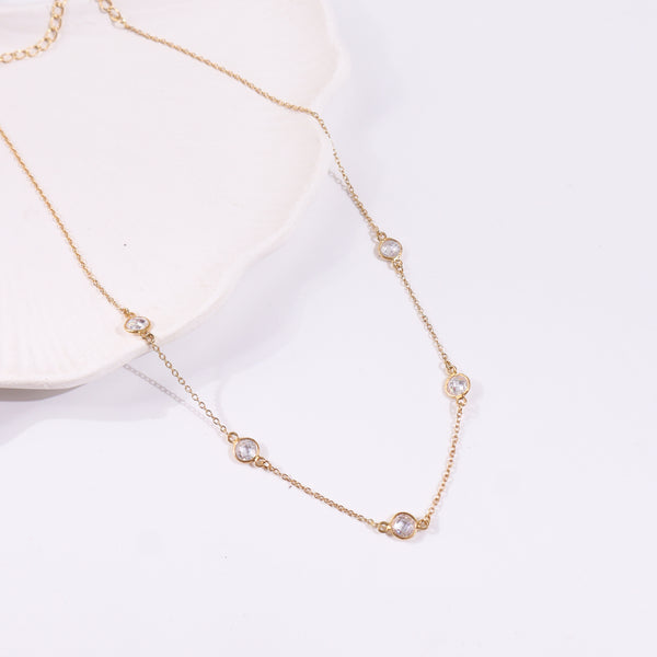 Silver CZ Dot Necklace | 92.5 Silver | 22K Gold Plated