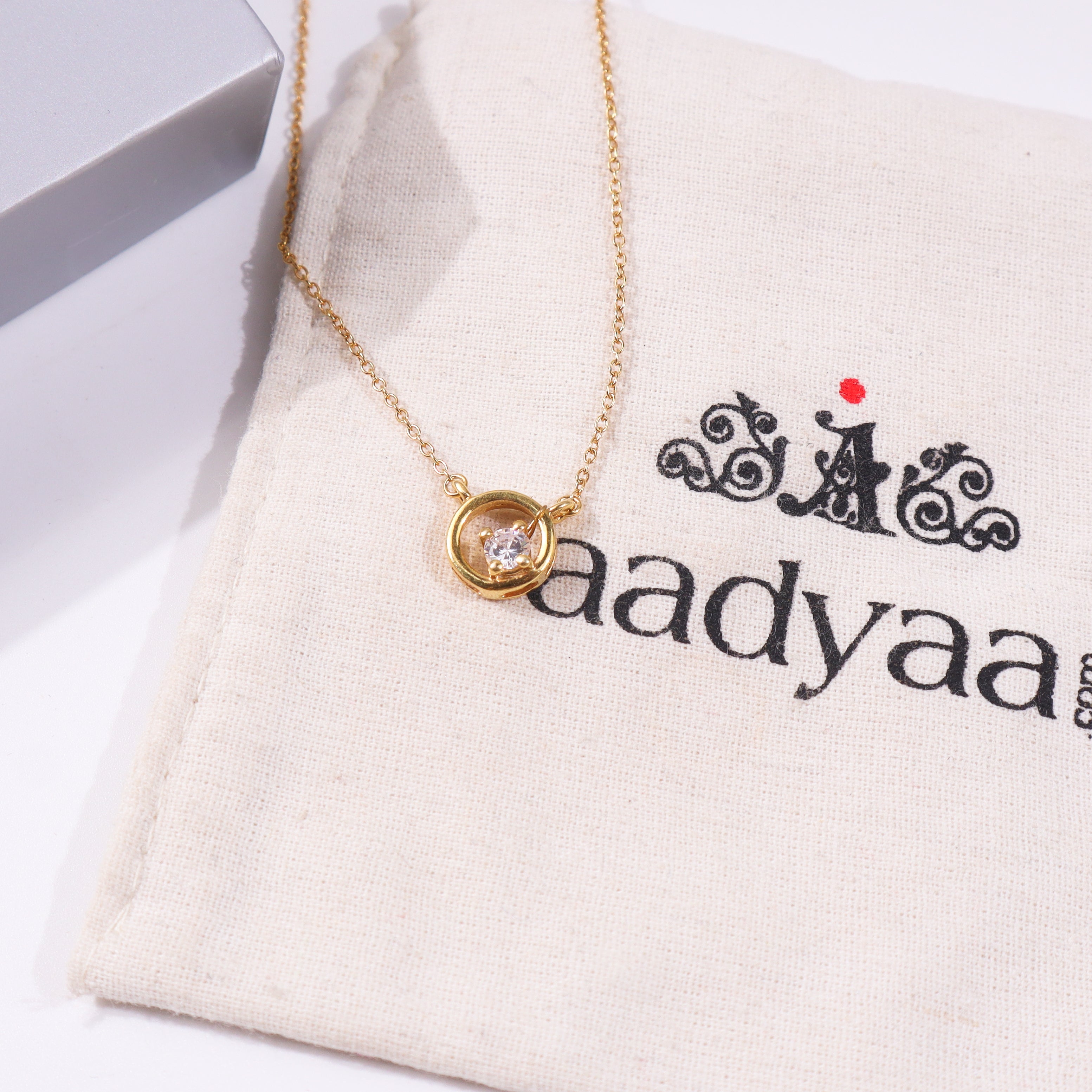 Gold necklace with CZ pendant