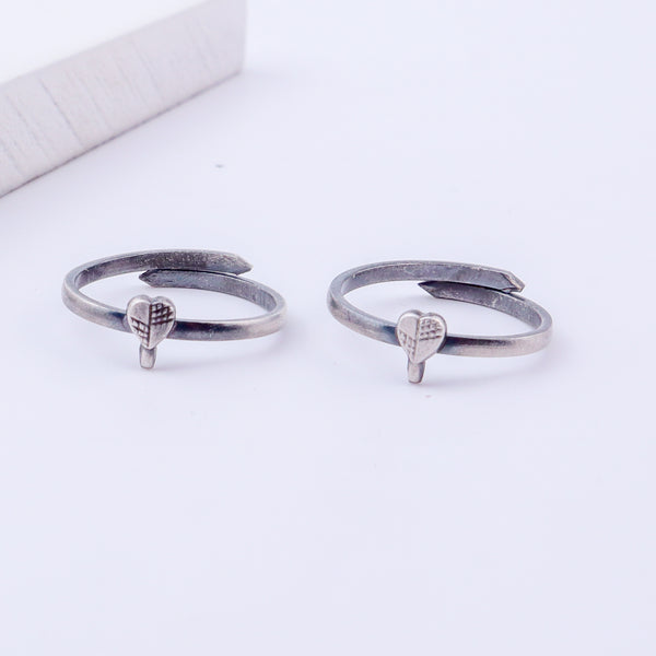 Tiny Silver Adjustable Heart Leaf Toe Ring