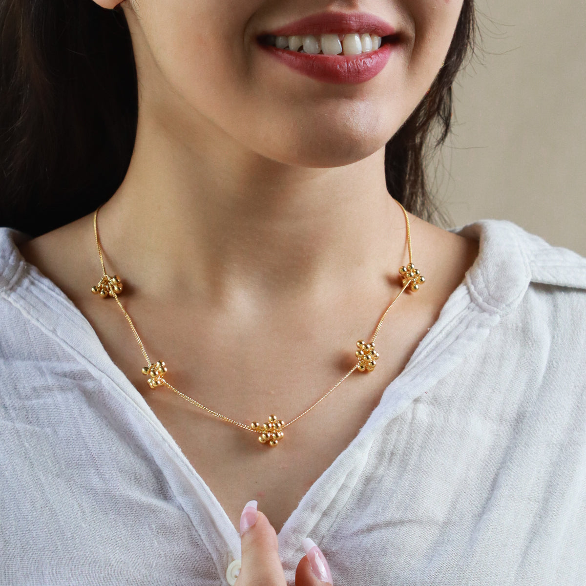 Silver small ghungroo bunch - Chain | 92.5 Silver | 22K Gold Plated