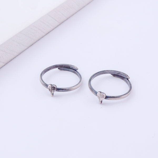 Tiny Silver Adjustable Heart Leaf Toe Ring