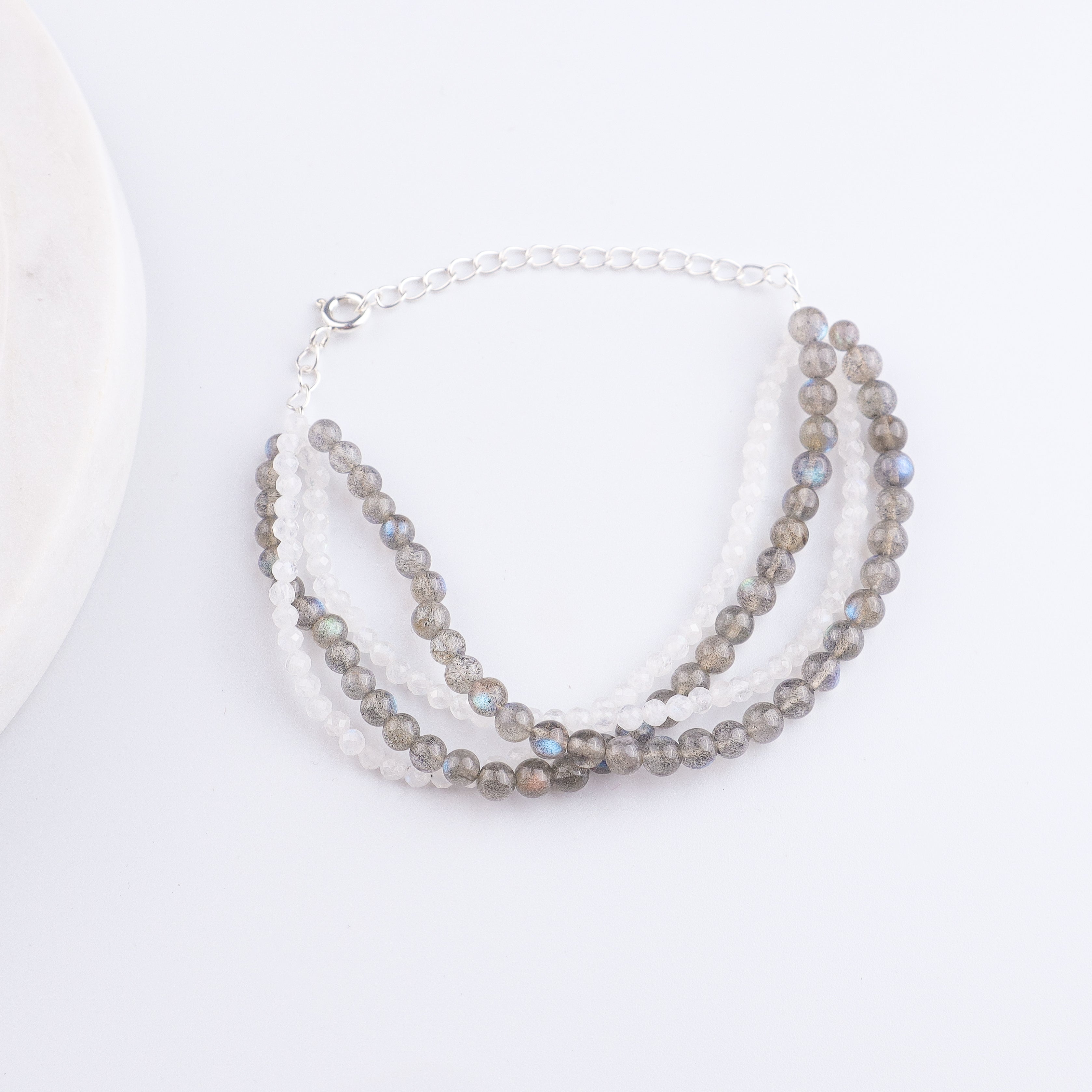 Labradorite & Moonstone Silver Bracelet (Project Handmade)