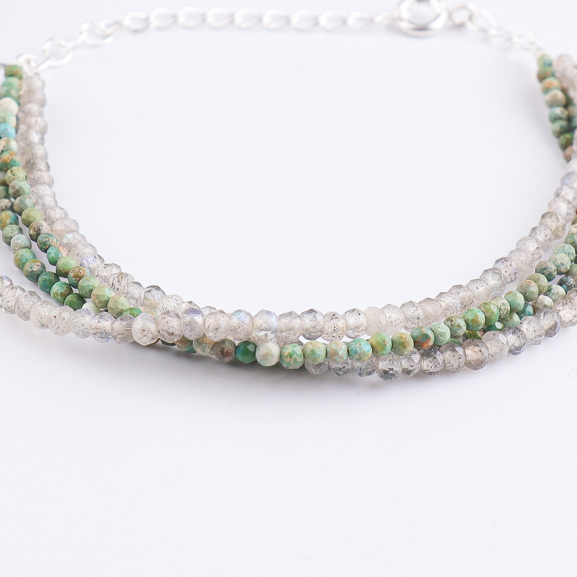 Labradorite & Micro Firoza Silver Bracelet (Project Handmade)