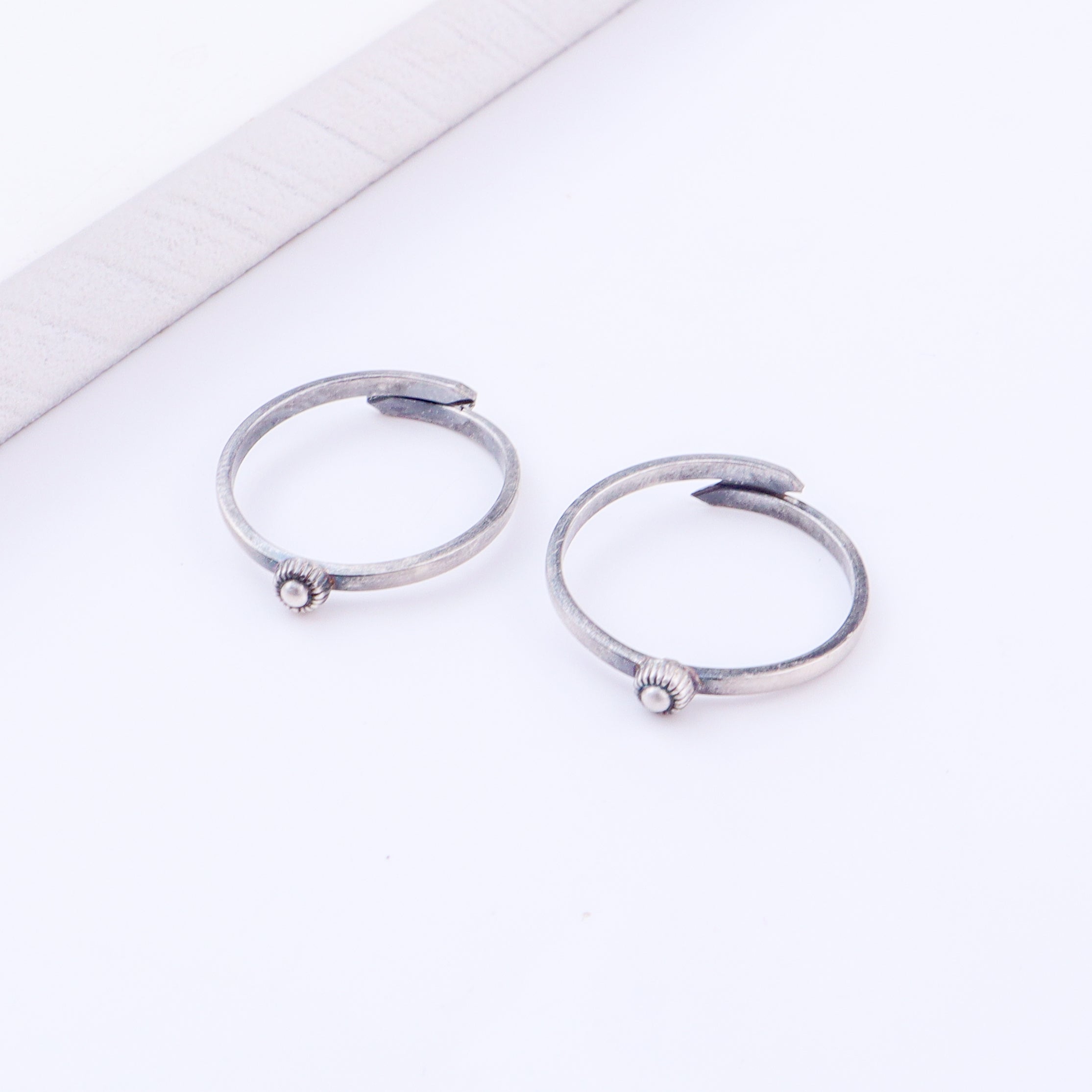 Tiny Silver Adjustable Textured Dot Toe Ring